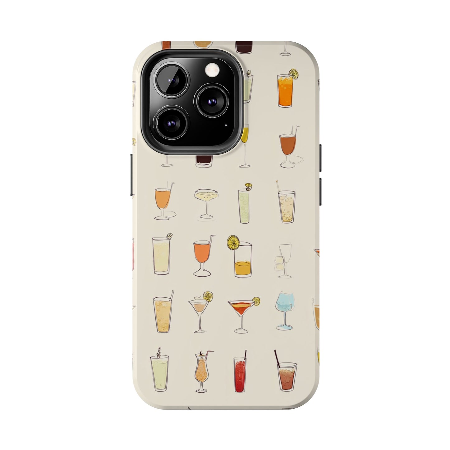 Cocktail Martini Wine Pattern Tough Phone Case — Colorful Drinks Design for Bar Lovers