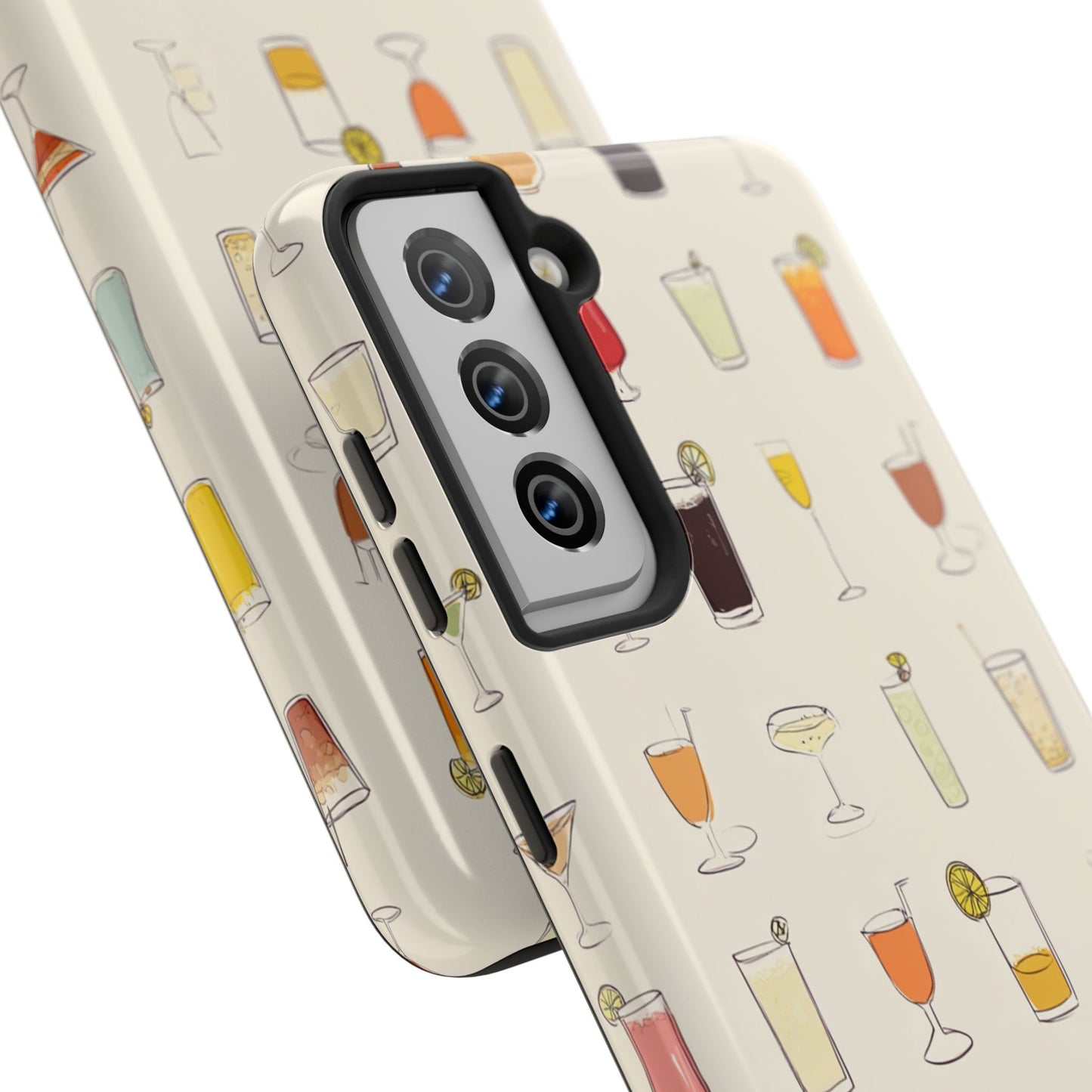 Cocktail Martini Wine Pattern Tough Phone Case — Colorful Drinks Design for Bar Lovers