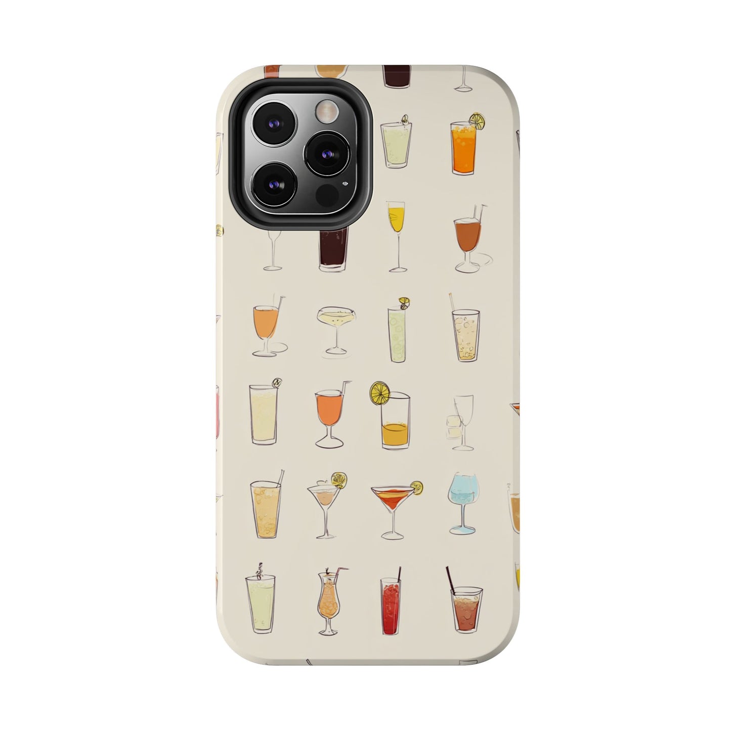 Cocktail Martini Wine Pattern Tough Phone Case — Colorful Drinks Design for Bar Lovers