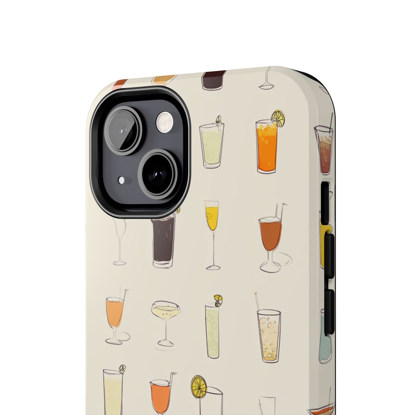 Cocktail Martini Wine Pattern Tough Phone Case — Colorful Drinks Design for Bar Lovers