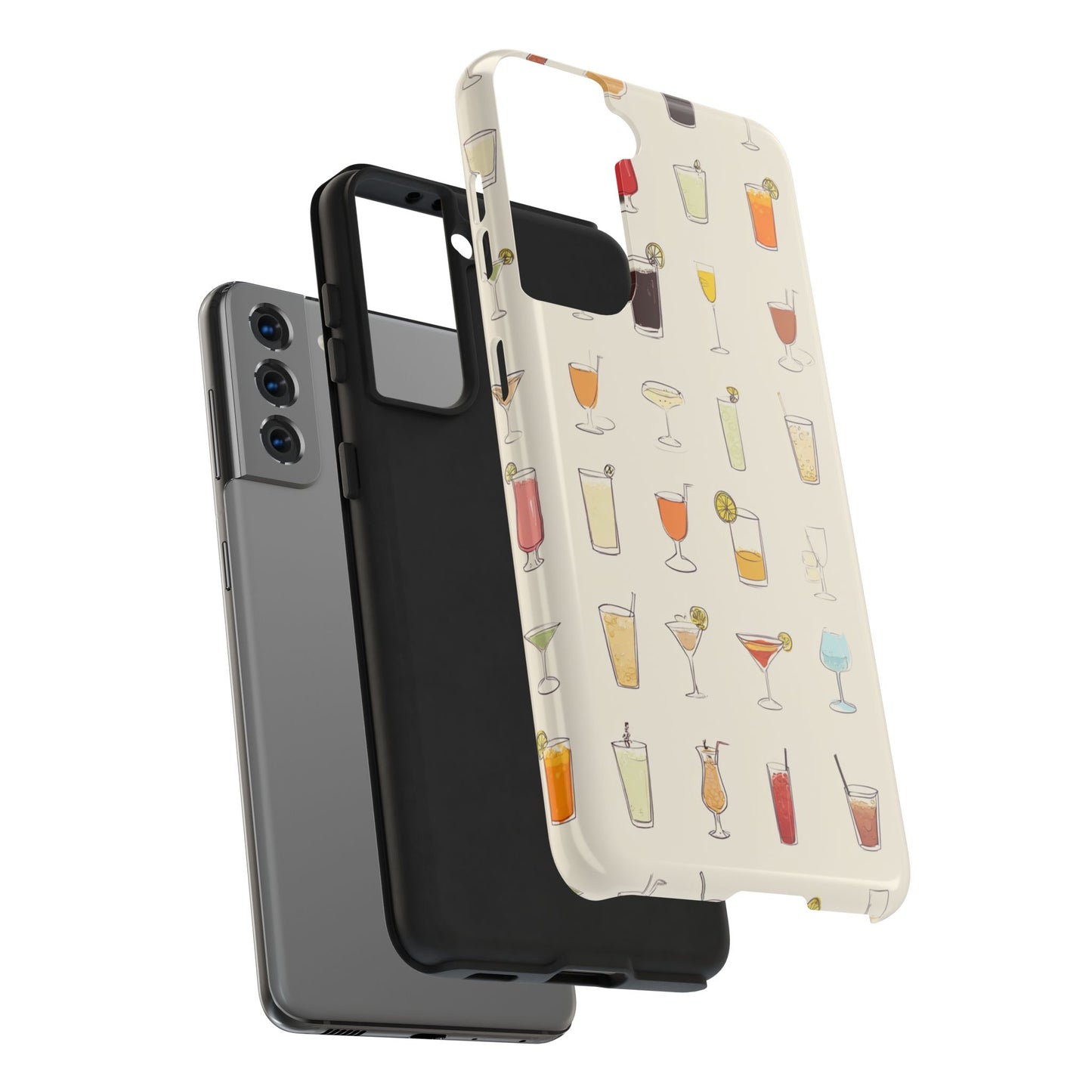 Cocktail Martini Wine Pattern Tough Phone Case — Colorful Drinks Design for Bar Lovers