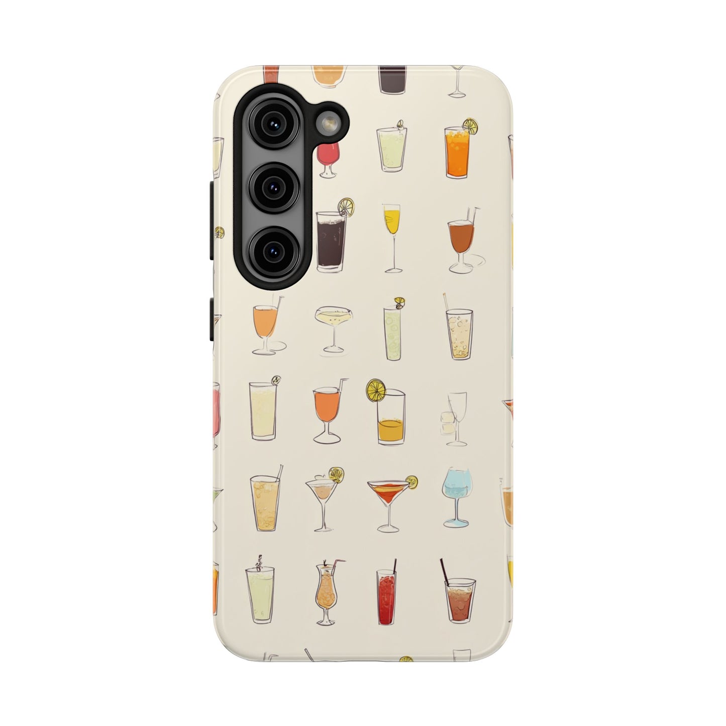 Cocktail Martini Wine Pattern Tough Phone Case — Colorful Drinks Design for Bar Lovers