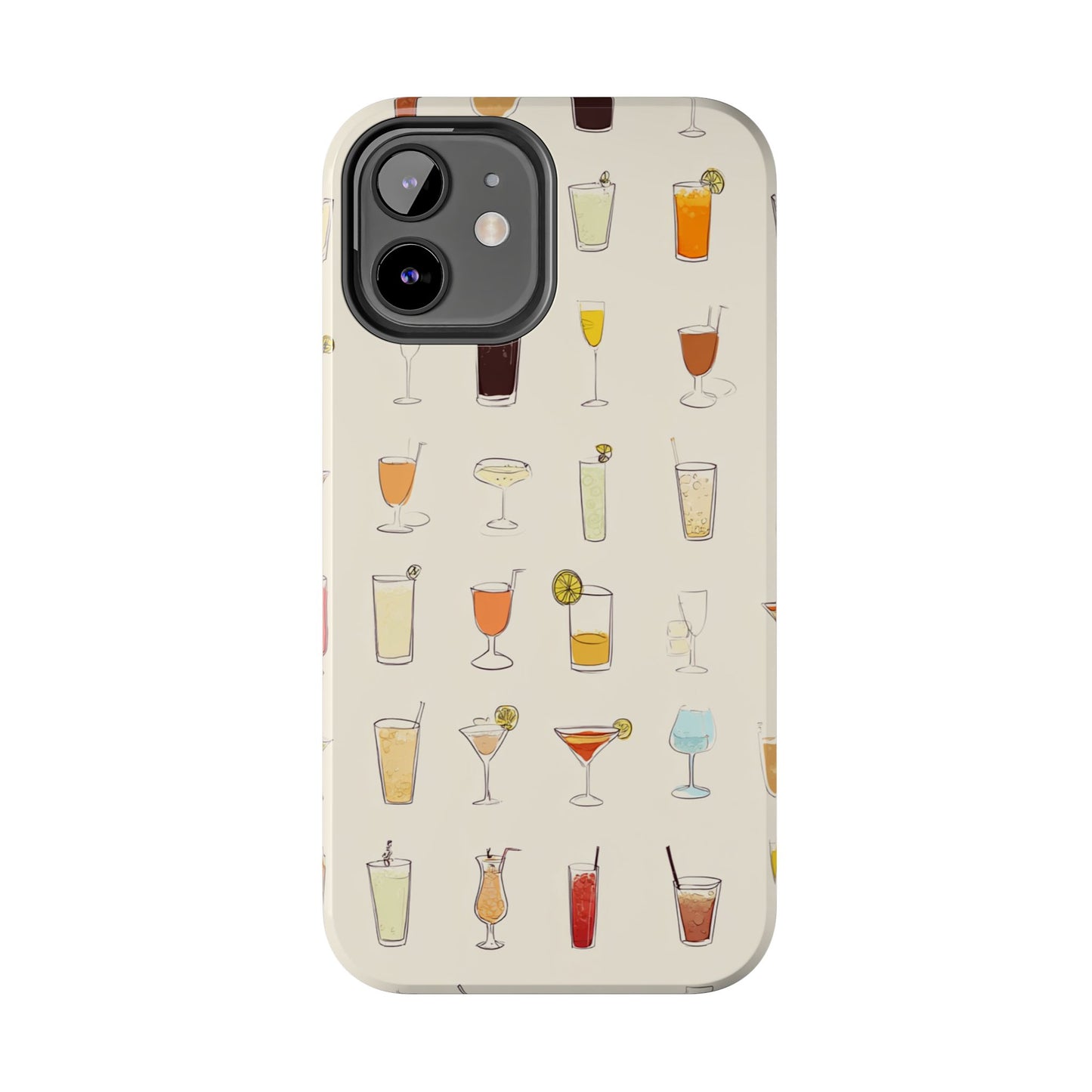 Cocktail Martini Wine Pattern Tough Phone Case — Colorful Drinks Design for Bar Lovers