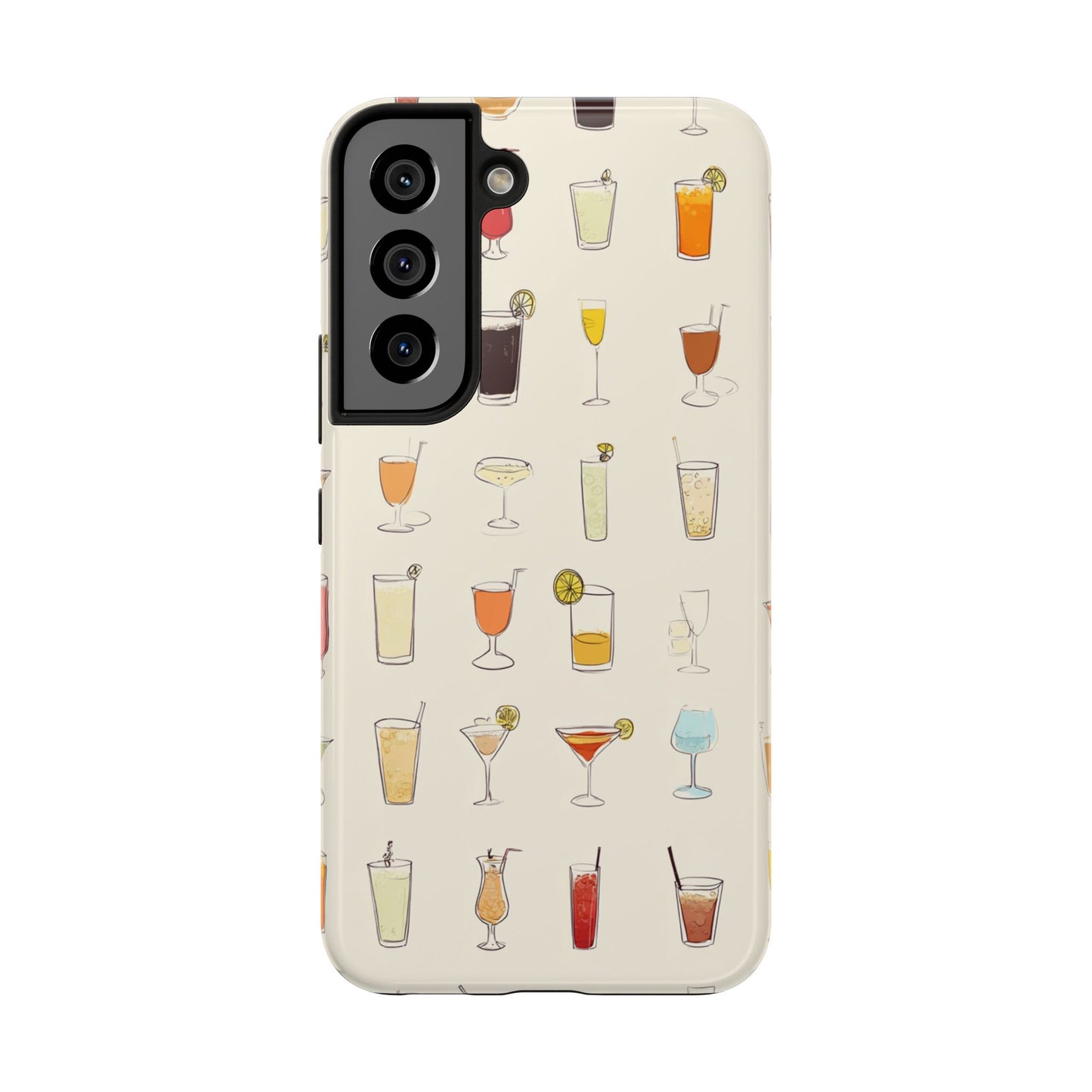 Cocktail Martini Wine Pattern Tough Phone Case — Colorful Drinks Design for Bar Lovers