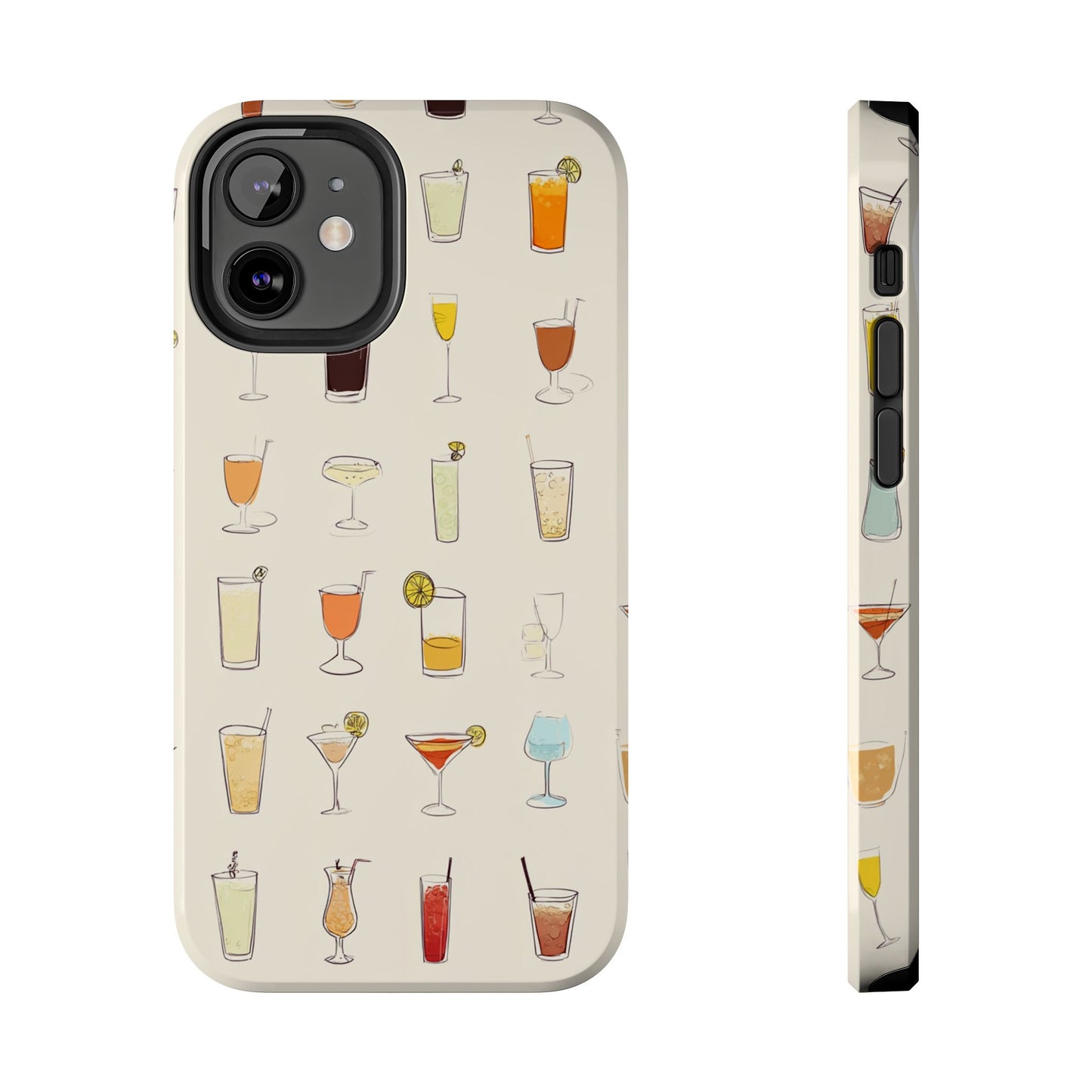 Cocktail Martini Wine Pattern Tough Phone Case — Colorful Drinks Design for Bar Lovers