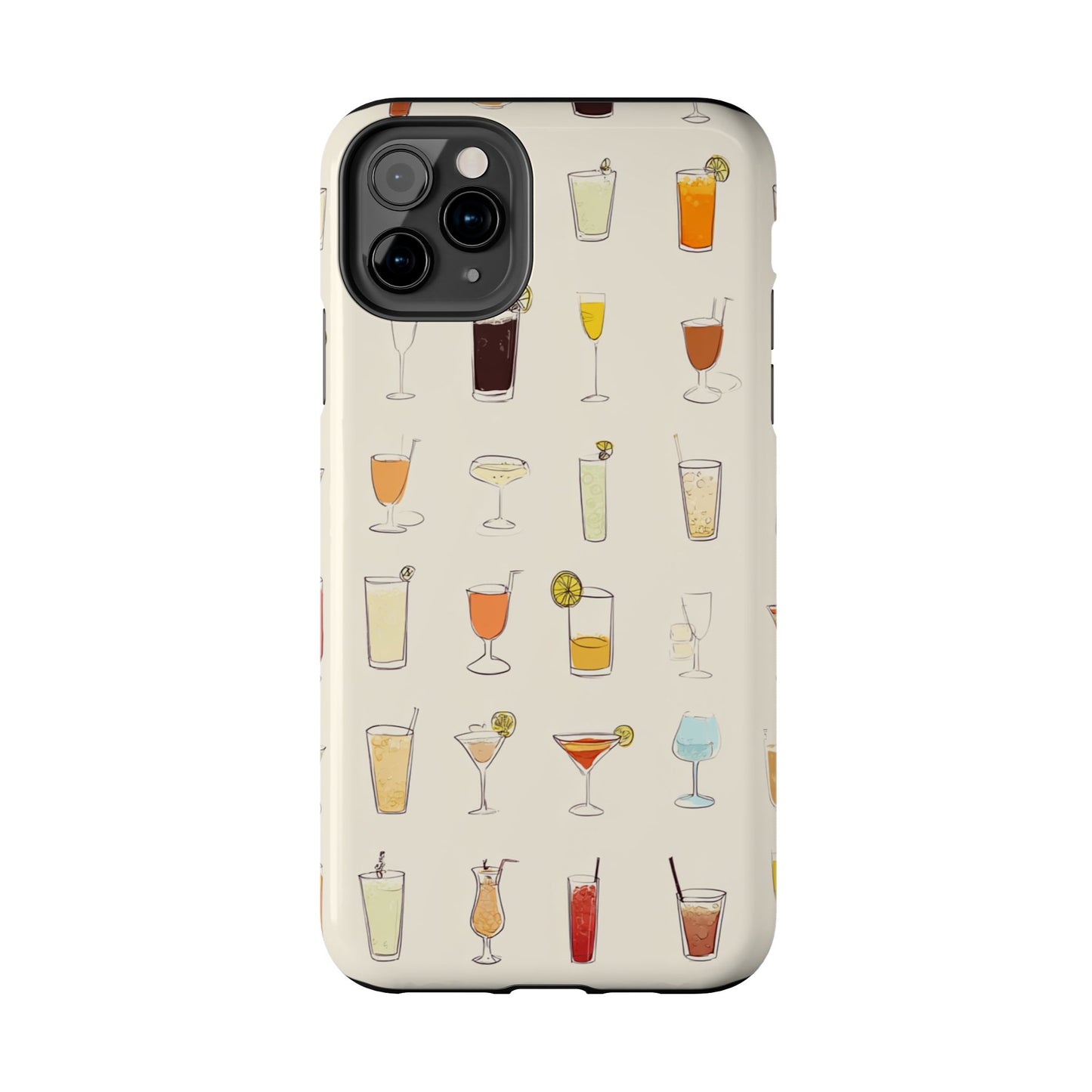 Cocktail Martini Wine Pattern Tough Phone Case — Colorful Drinks Design for Bar Lovers