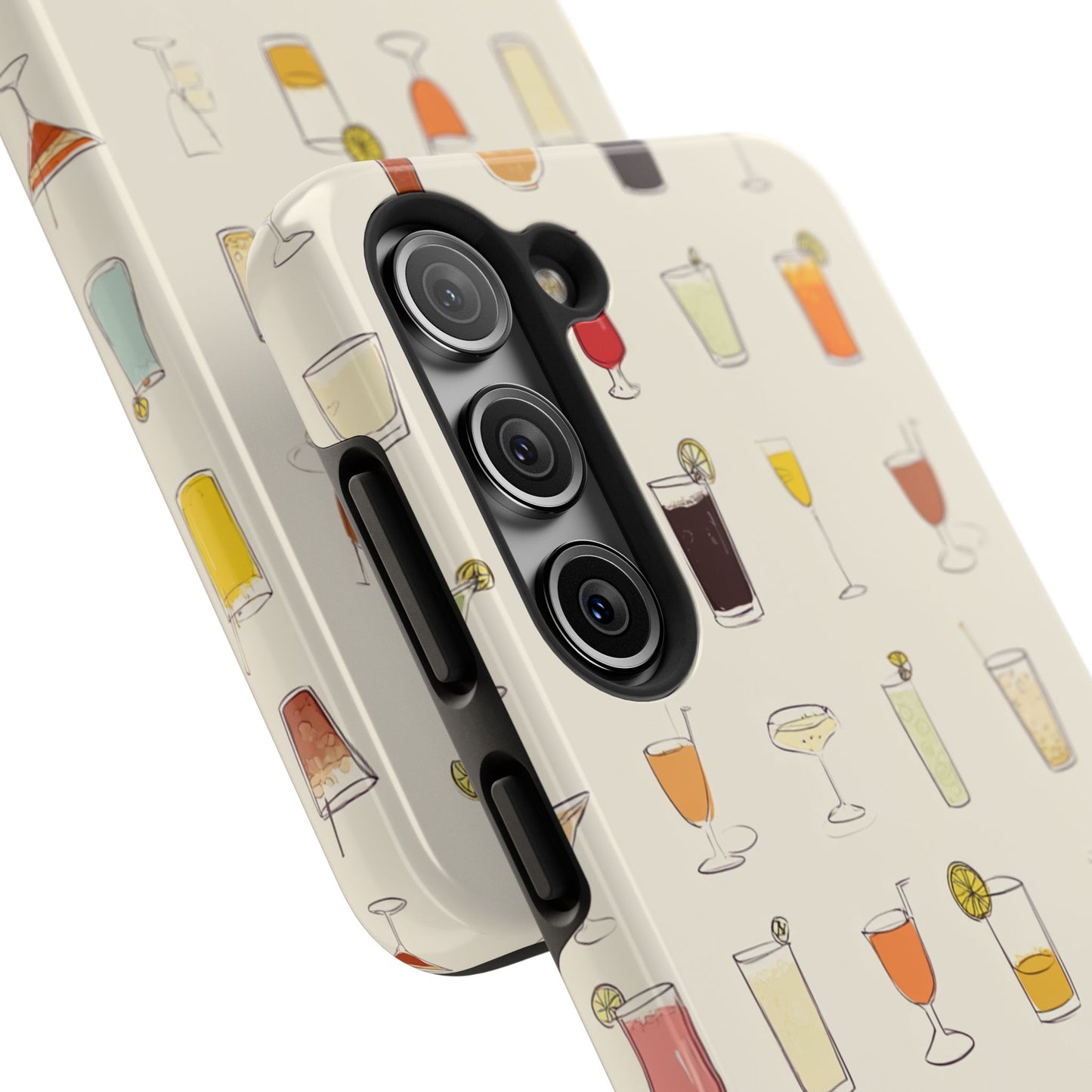 Cocktail Martini Wine Pattern Tough Phone Case — Colorful Drinks Design for Bar Lovers