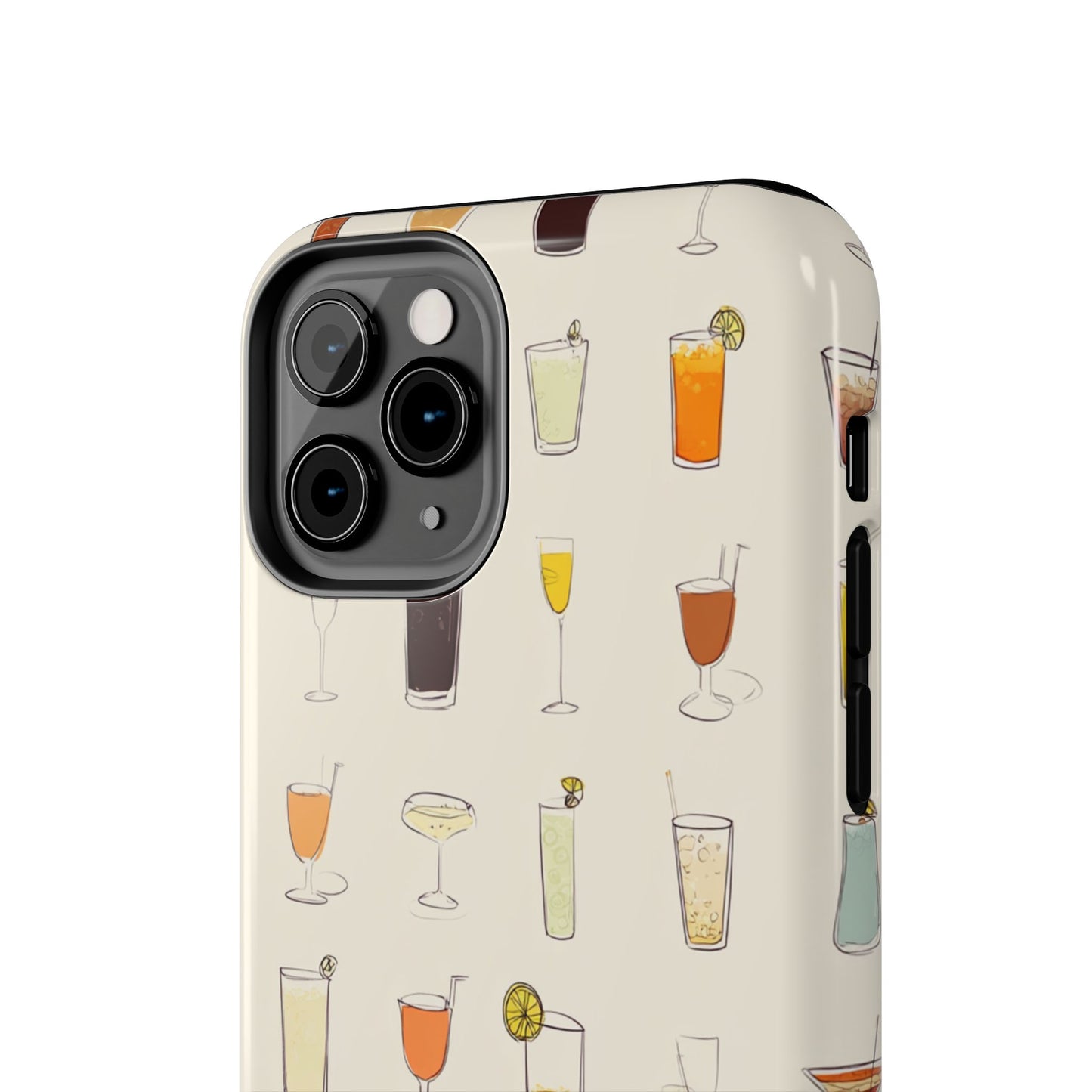 Cocktail Martini Wine Pattern Tough Phone Case — Colorful Drinks Design for Bar Lovers