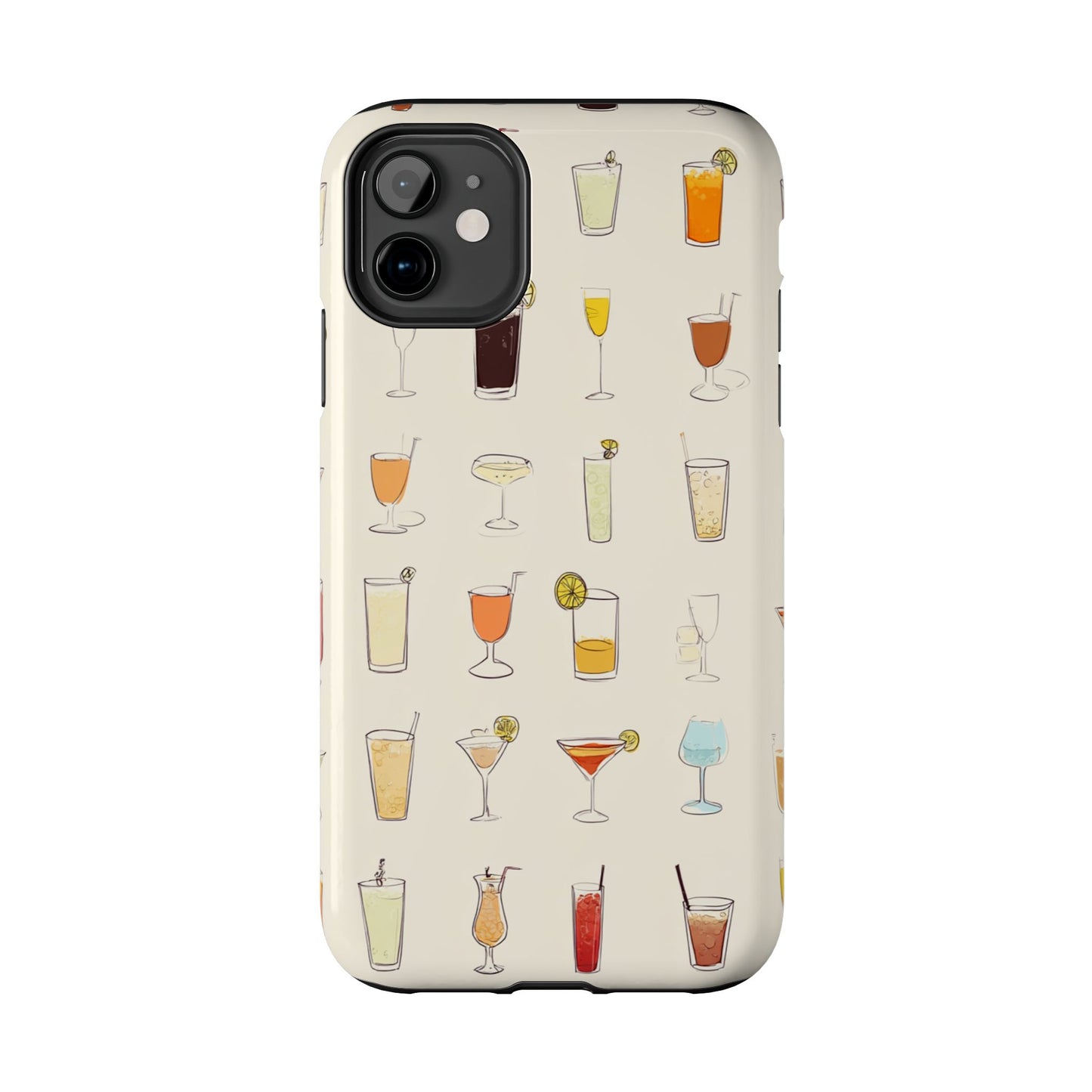 Cocktail Martini Wine Pattern Tough Phone Case — Colorful Drinks Design for Bar Lovers
