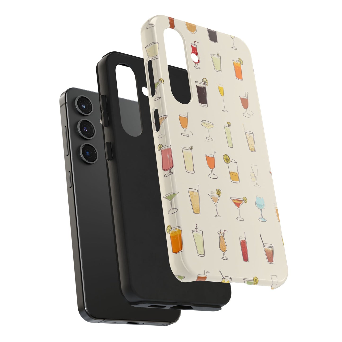 Cocktail Martini Wine Pattern Tough Phone Case — Colorful Drinks Design for Bar Lovers