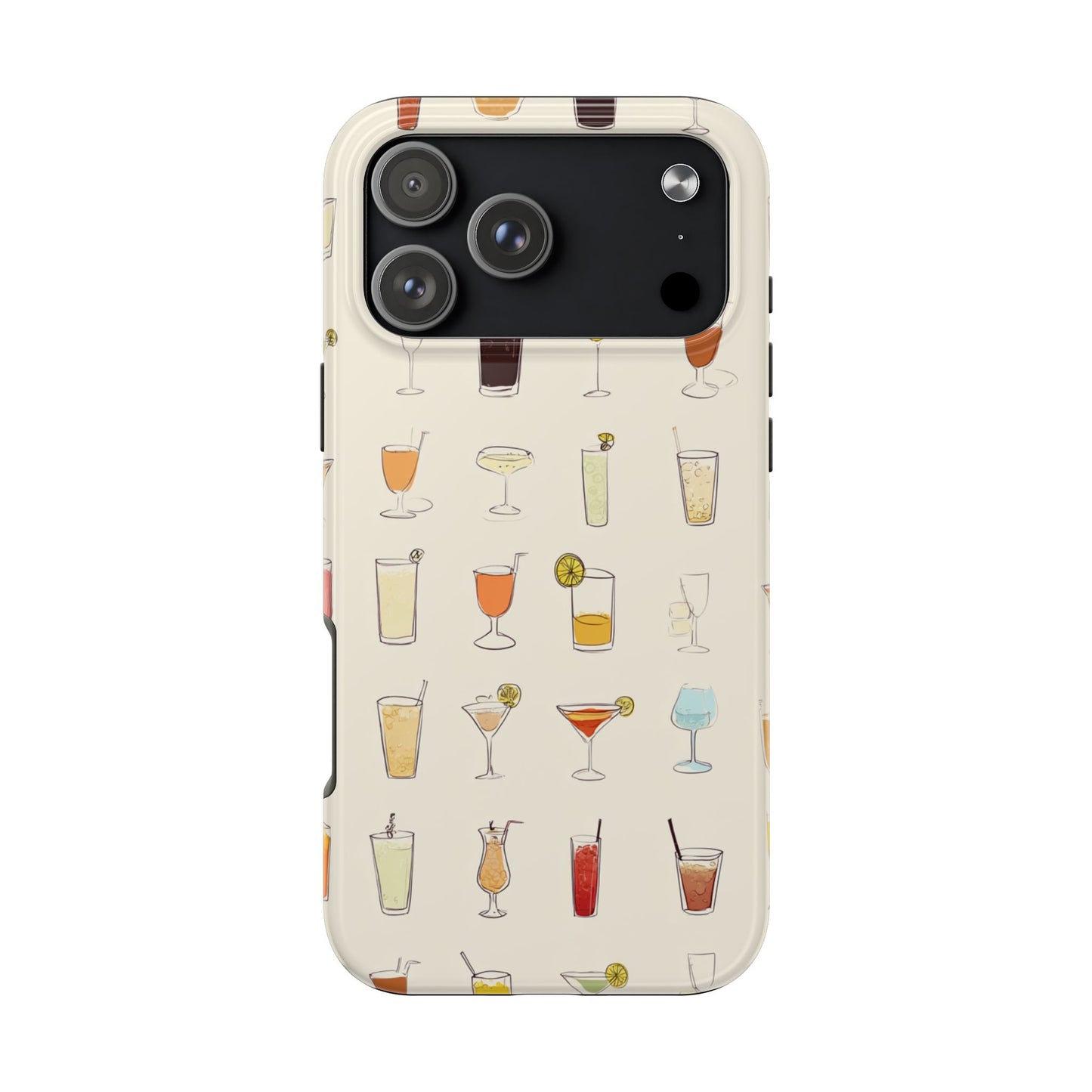 Cocktail Martini Wine Pattern Tough Phone Case — Colorful Drinks Design for Bar Lovers