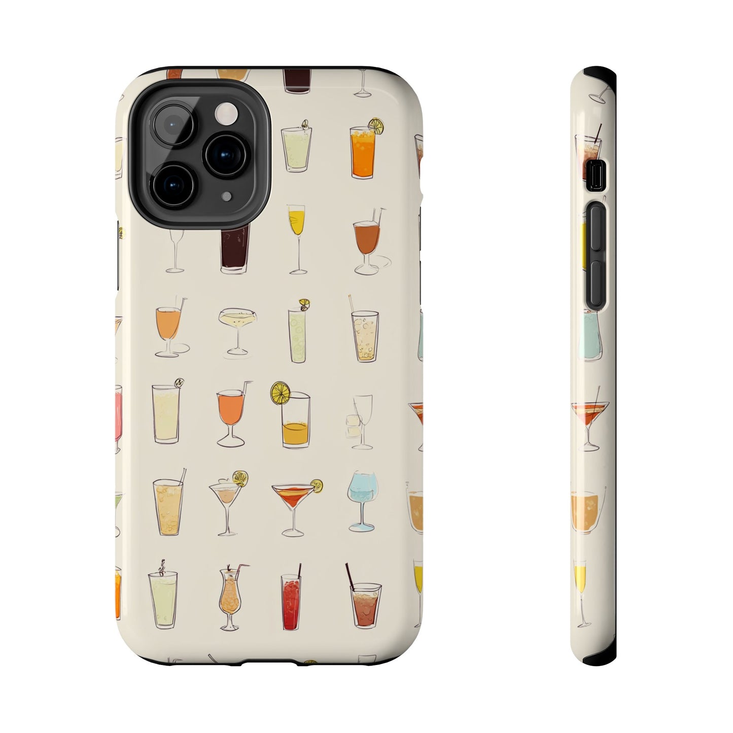 Cocktail Martini Wine Pattern Tough Phone Case — Colorful Drinks Design for Bar Lovers