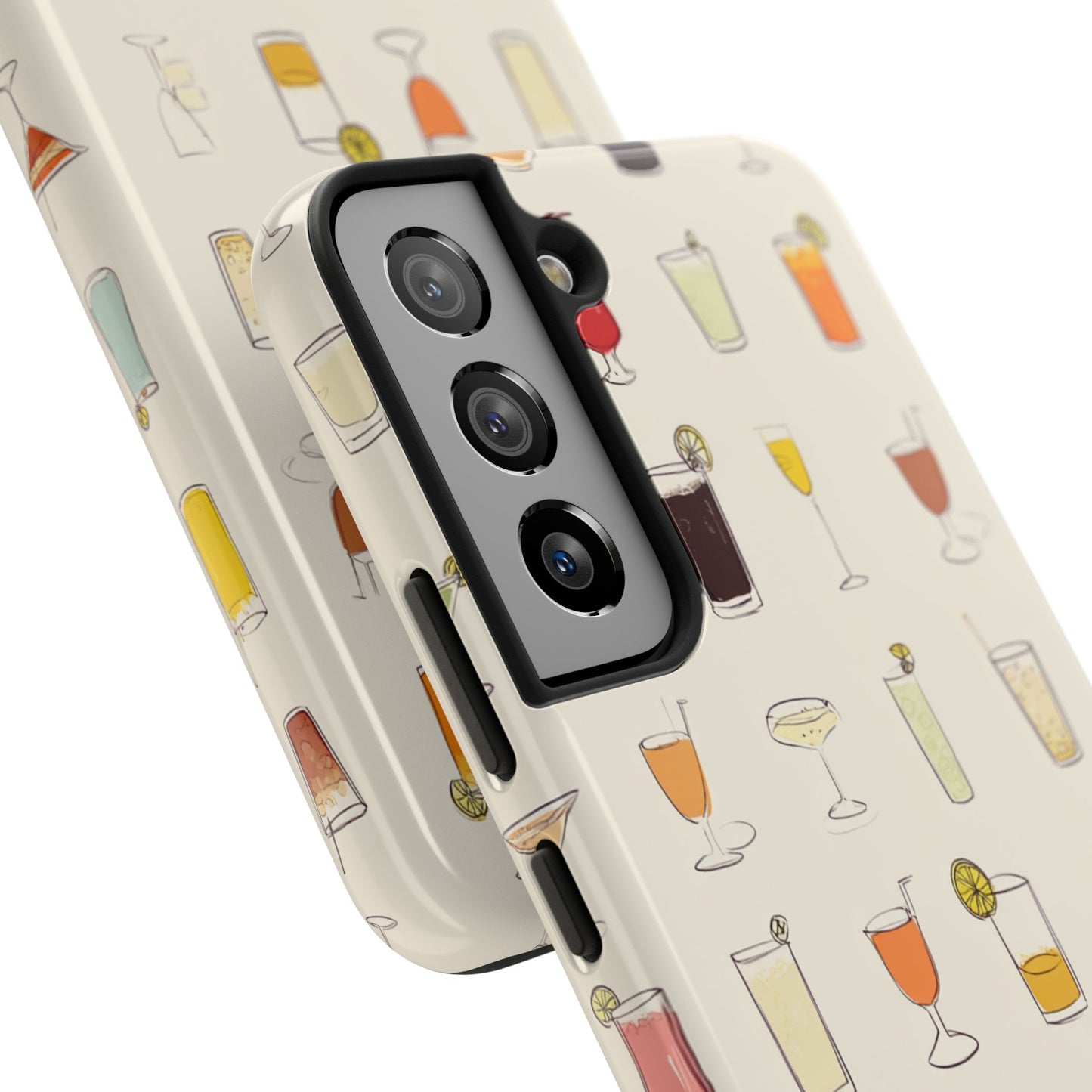 Cocktail Martini Wine Pattern Tough Phone Case — Colorful Drinks Design for Bar Lovers