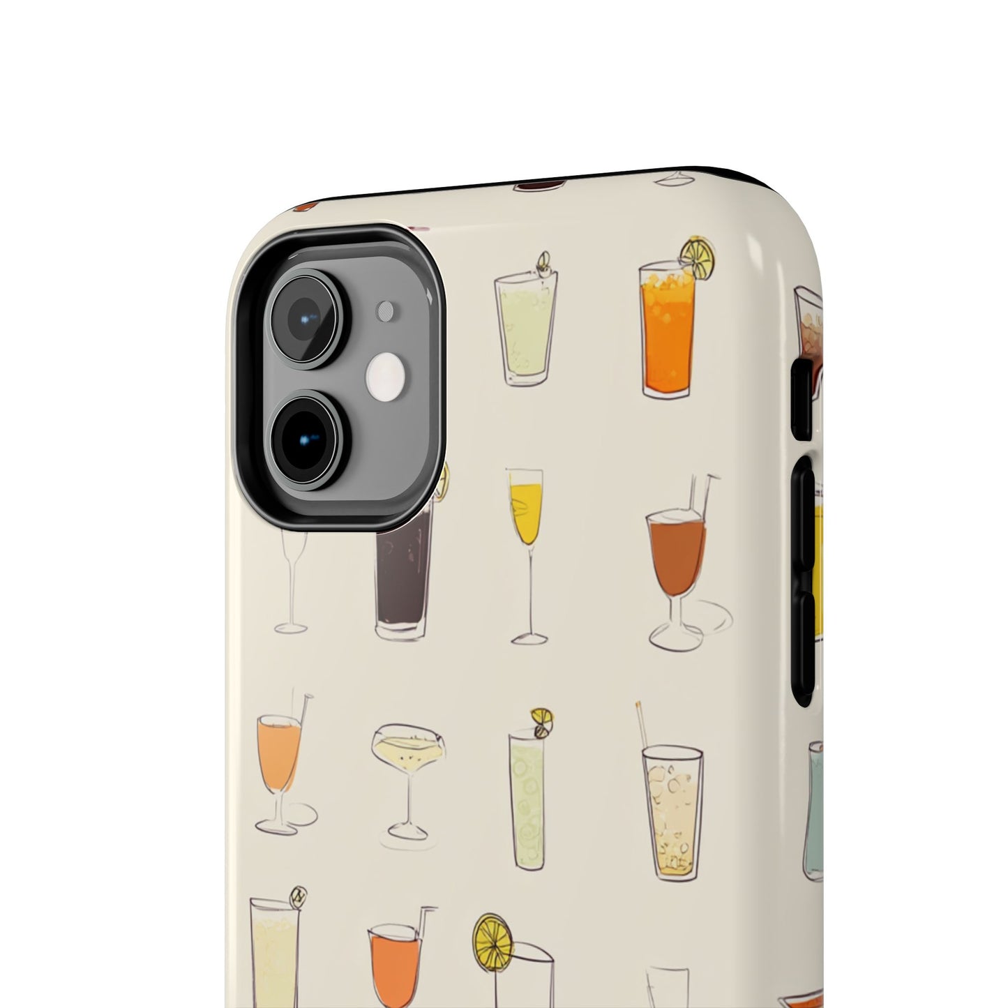 Cocktail Martini Wine Pattern Tough Phone Case — Colorful Drinks Design for Bar Lovers