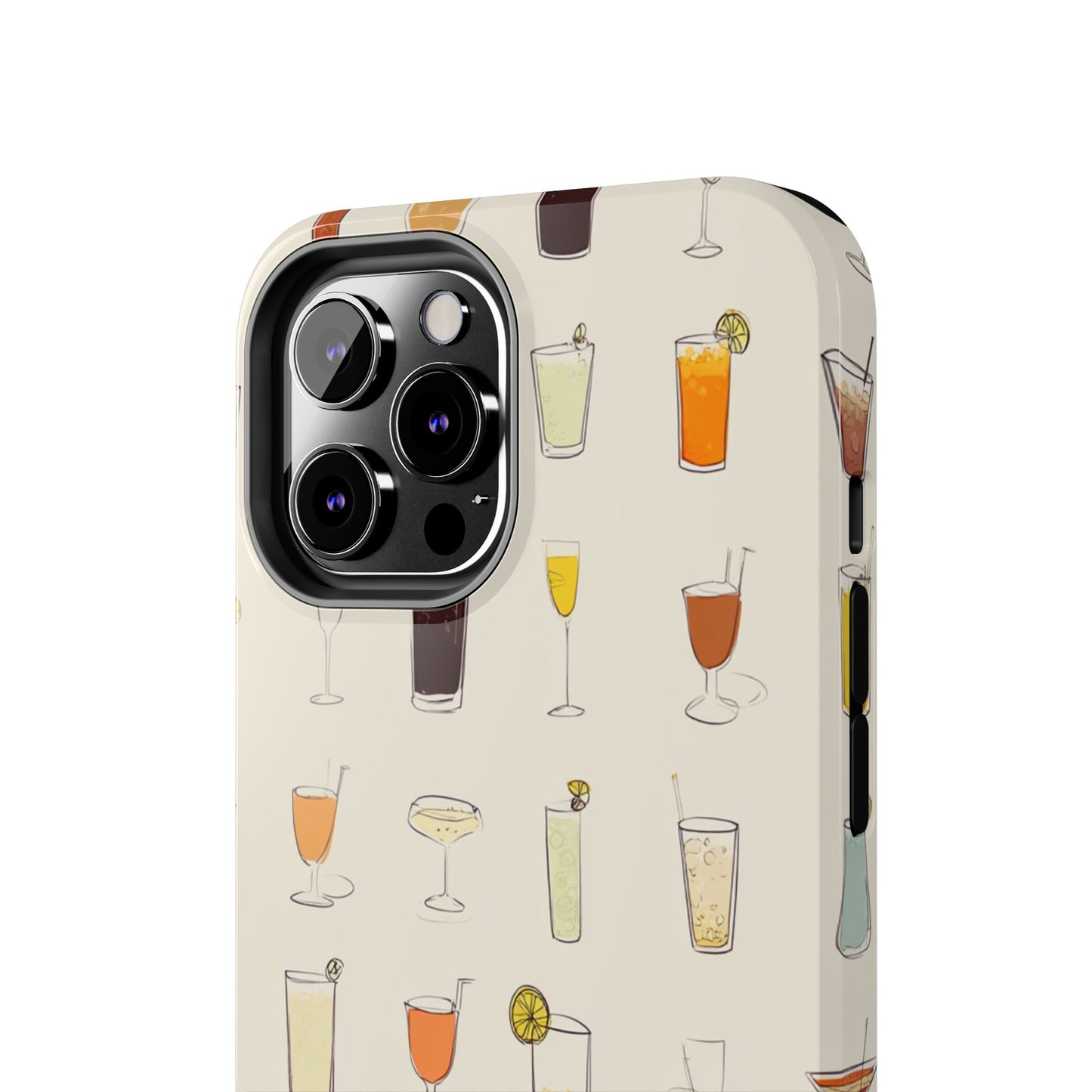Cocktail Martini Wine Pattern Tough Phone Case — Colorful Drinks Design for Bar Lovers
