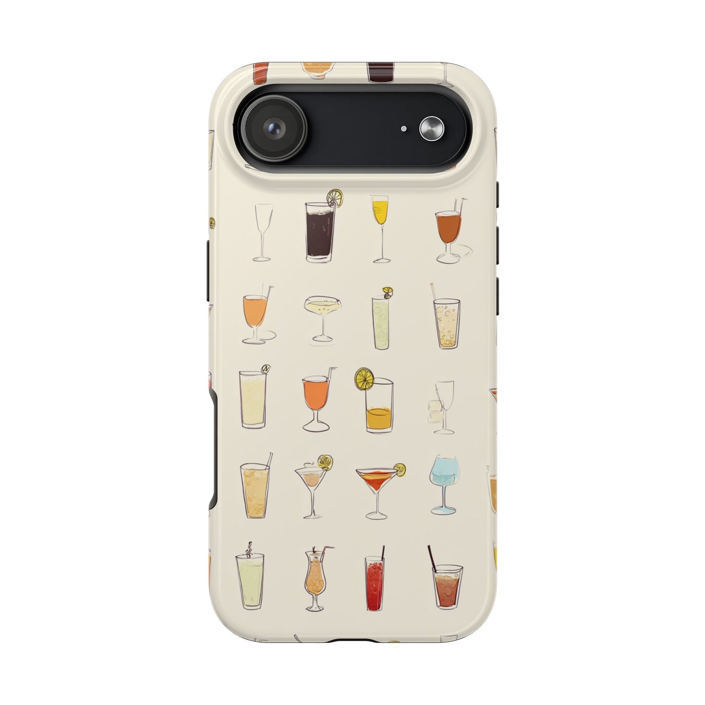 Cocktail Martini Wine Pattern Tough Phone Case — Colorful Drinks Design for Bar Lovers