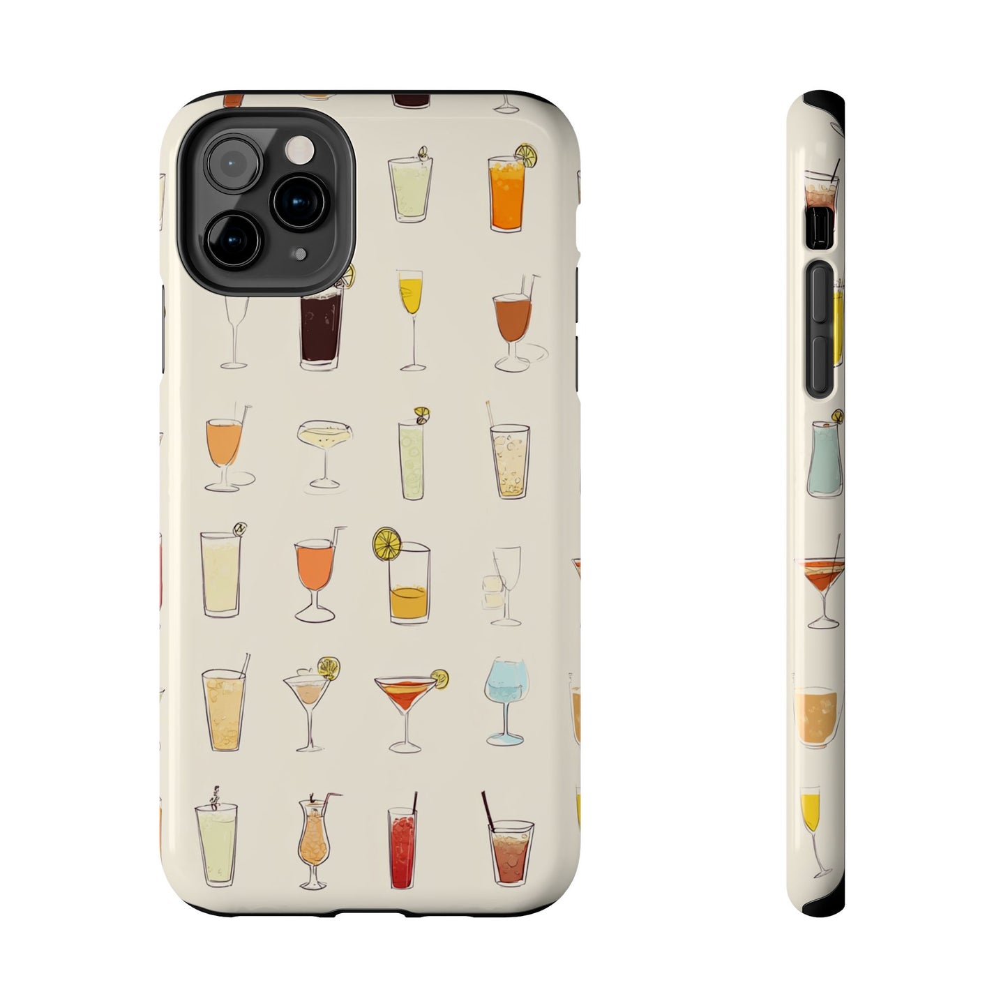 Cocktail Martini Wine Pattern Tough Phone Case — Colorful Drinks Design for Bar Lovers