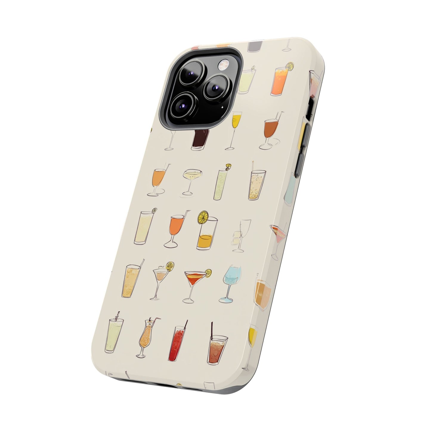 Cocktail Martini Wine Pattern Tough Phone Case — Colorful Drinks Design for Bar Lovers