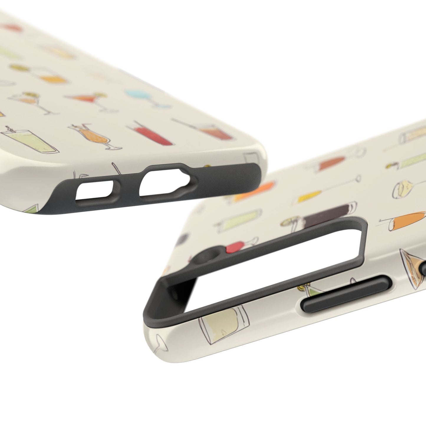 Cocktail Martini Wine Pattern Tough Phone Case — Colorful Drinks Design for Bar Lovers