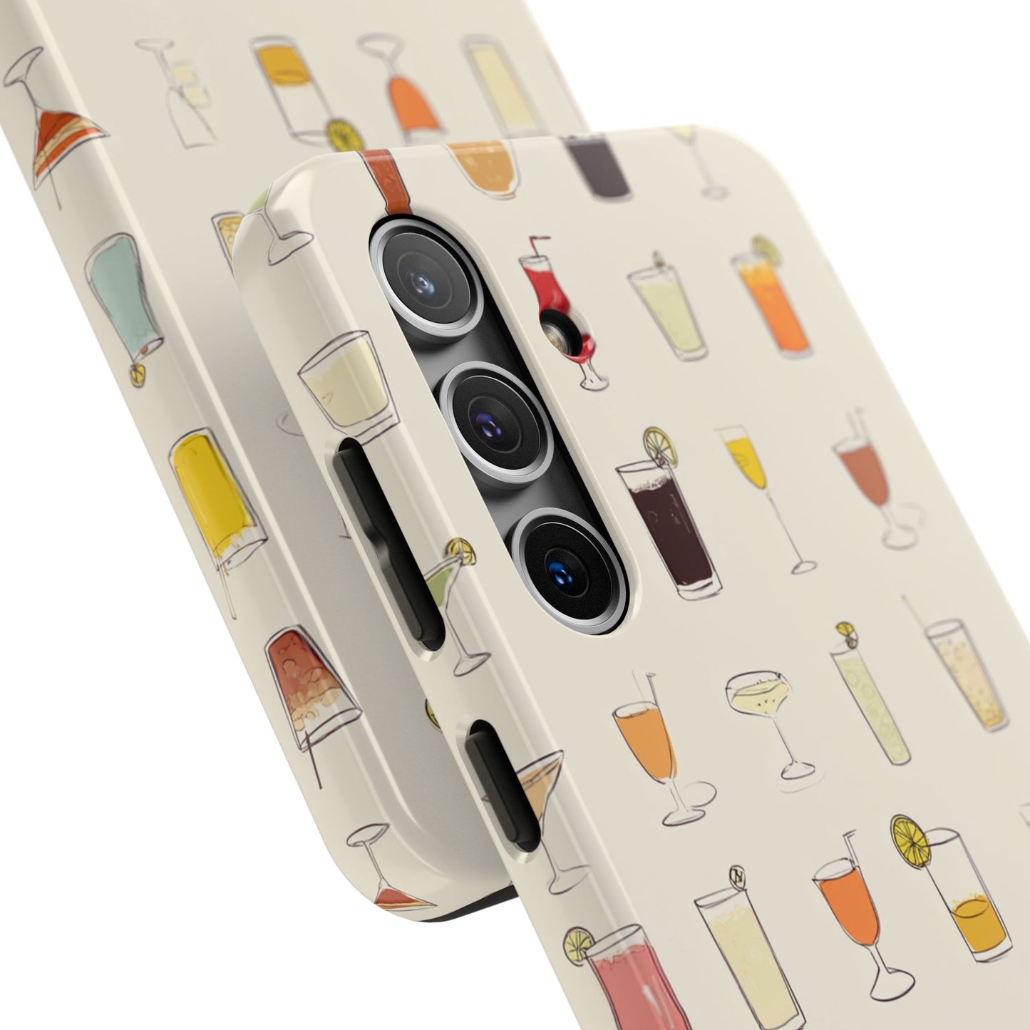 Cocktail Martini Wine Pattern Tough Phone Case — Colorful Drinks Design for Bar Lovers
