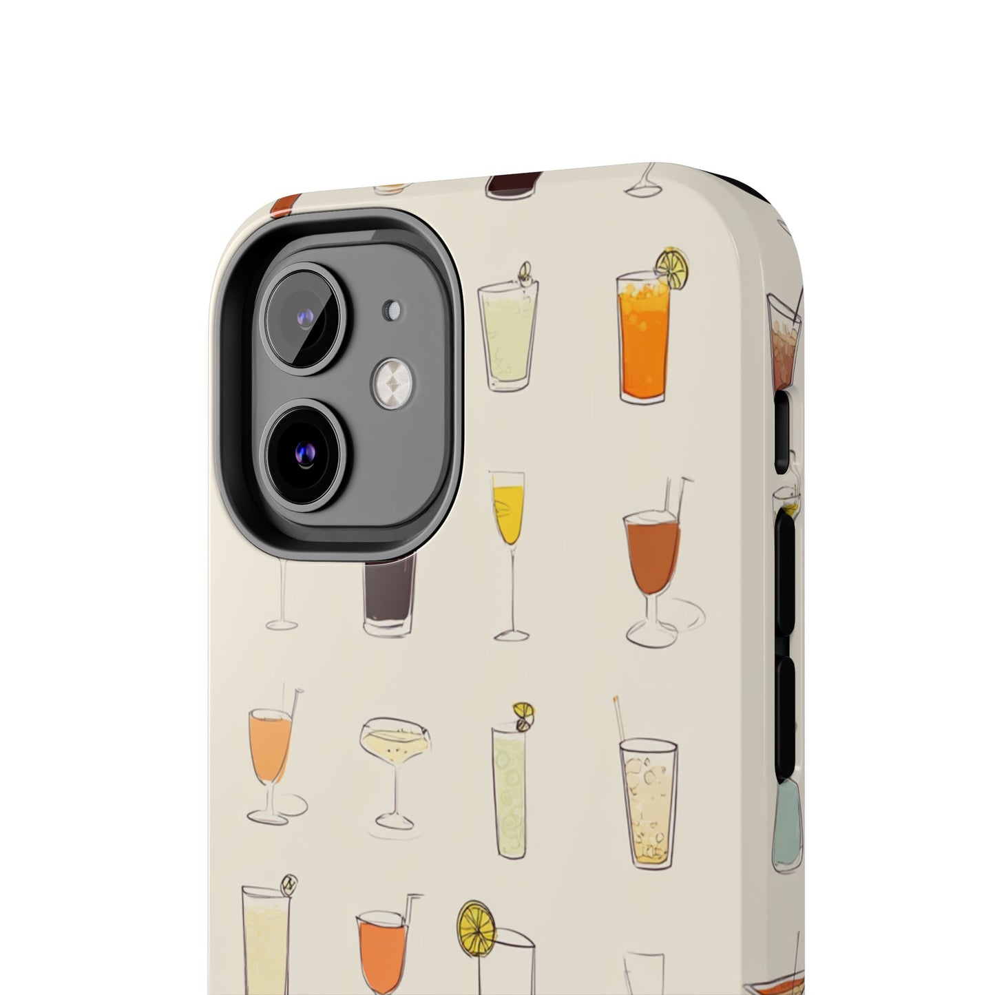 Cocktail Martini Wine Pattern Tough Phone Case — Colorful Drinks Design for Bar Lovers