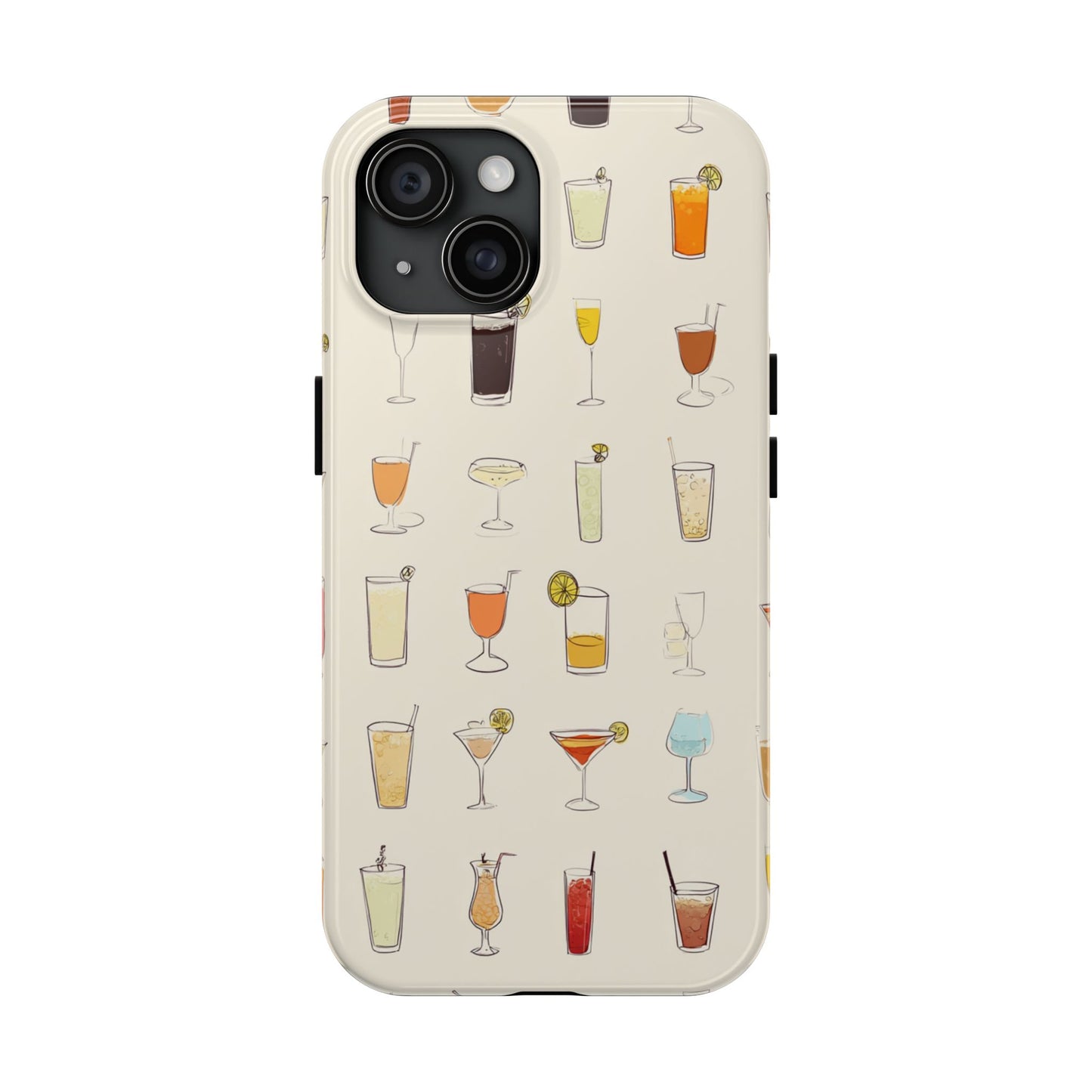 Cocktail Martini Wine Pattern Tough Phone Case — Colorful Drinks Design for Bar Lovers