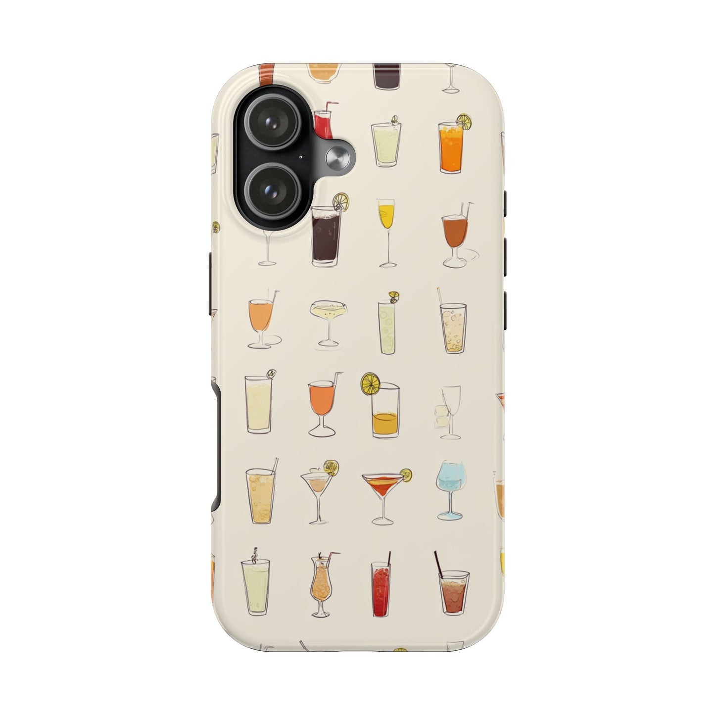 Cocktail Martini Wine Pattern Tough Phone Case — Colorful Drinks Design for Bar Lovers