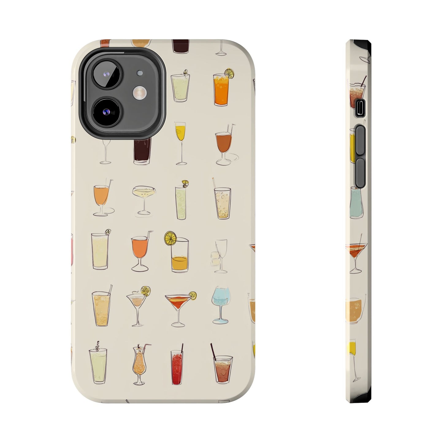 Cocktail Martini Wine Pattern Tough Phone Case — Colorful Drinks Design for Bar Lovers