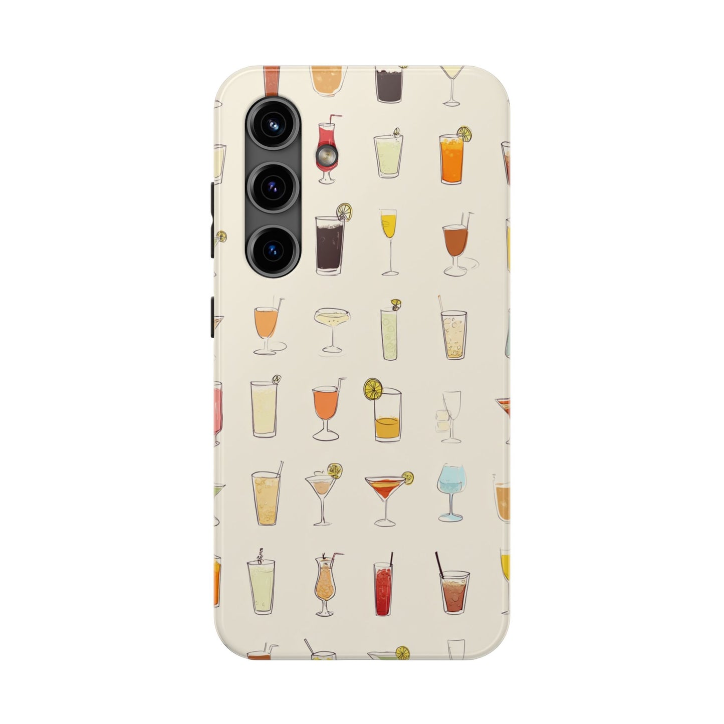 Cocktail Martini Wine Pattern Tough Phone Case — Colorful Drinks Design for Bar Lovers