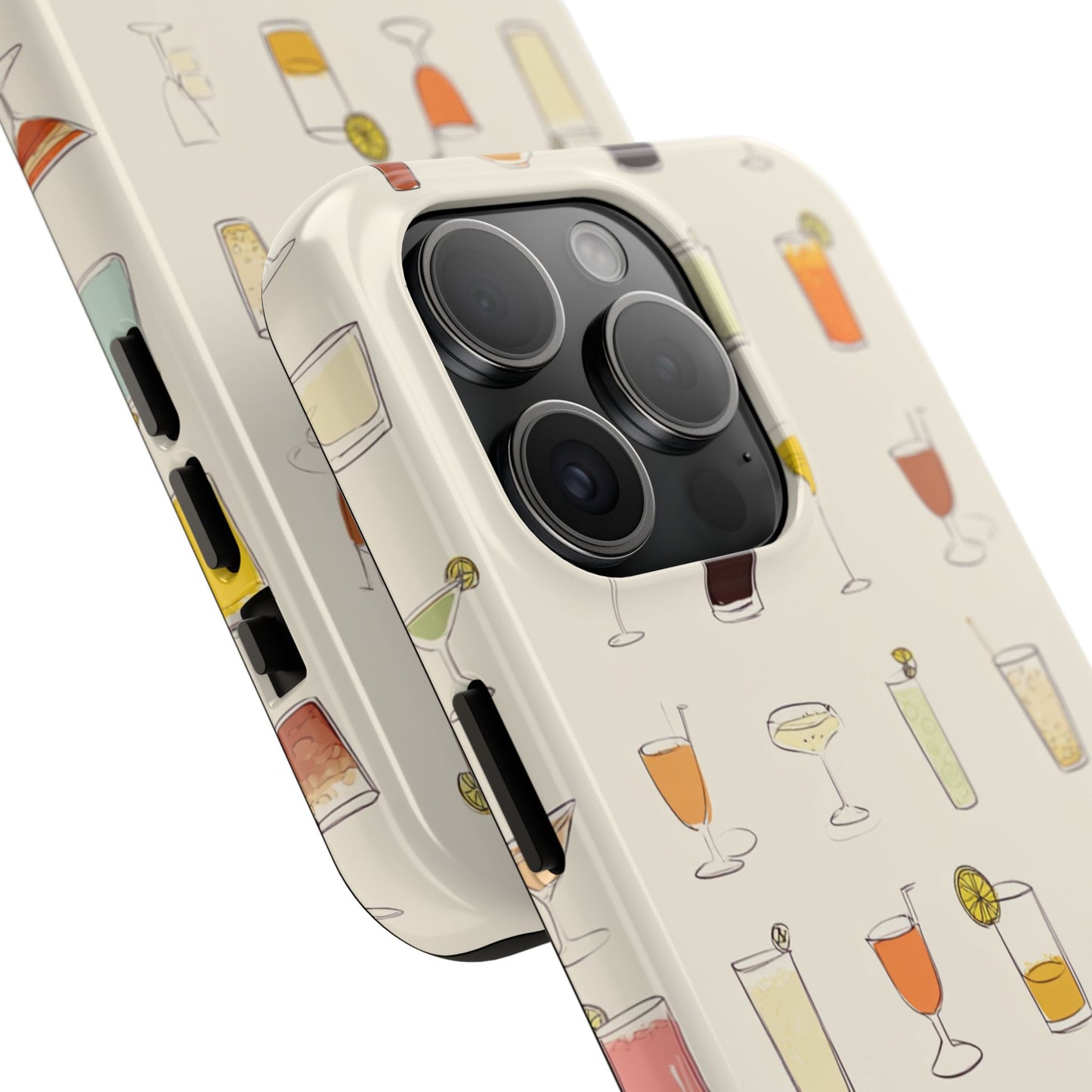 Cocktail Martini Wine Pattern Tough Phone Case — Colorful Drinks Design for Bar Lovers