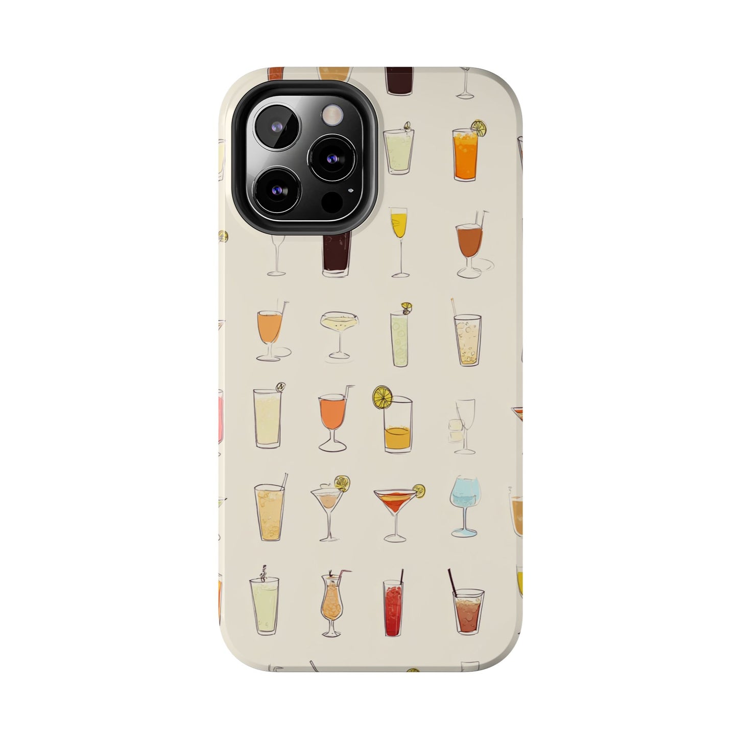 Cocktail Martini Wine Pattern Tough Phone Case — Colorful Drinks Design for Bar Lovers