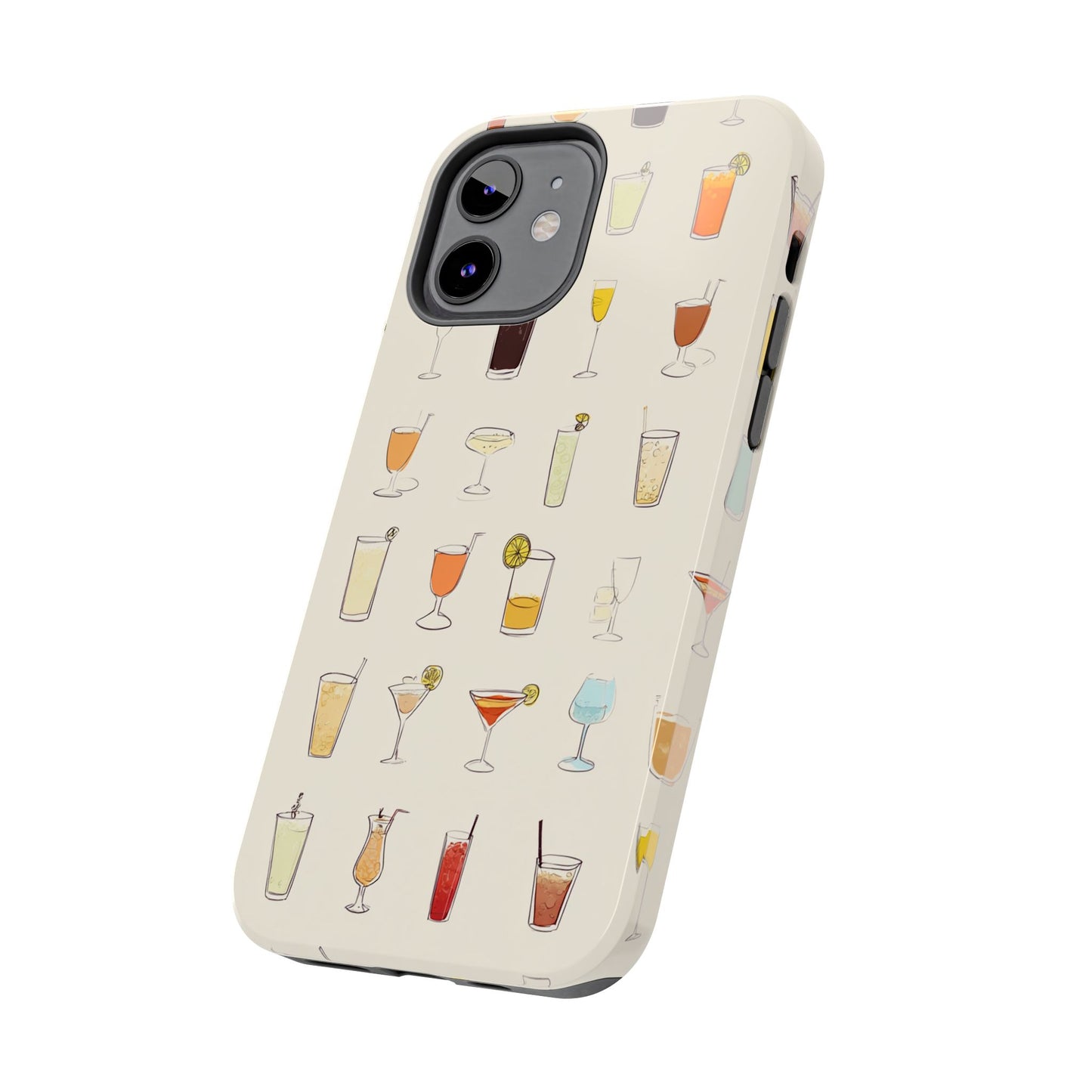 Cocktail Martini Wine Pattern Tough Phone Case — Colorful Drinks Design for Bar Lovers