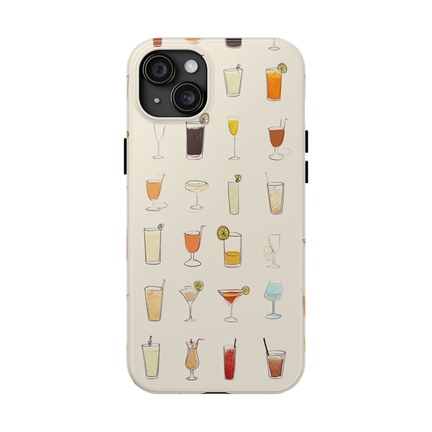 Cocktail Martini Wine Pattern Tough Phone Case — Colorful Drinks Design for Bar Lovers