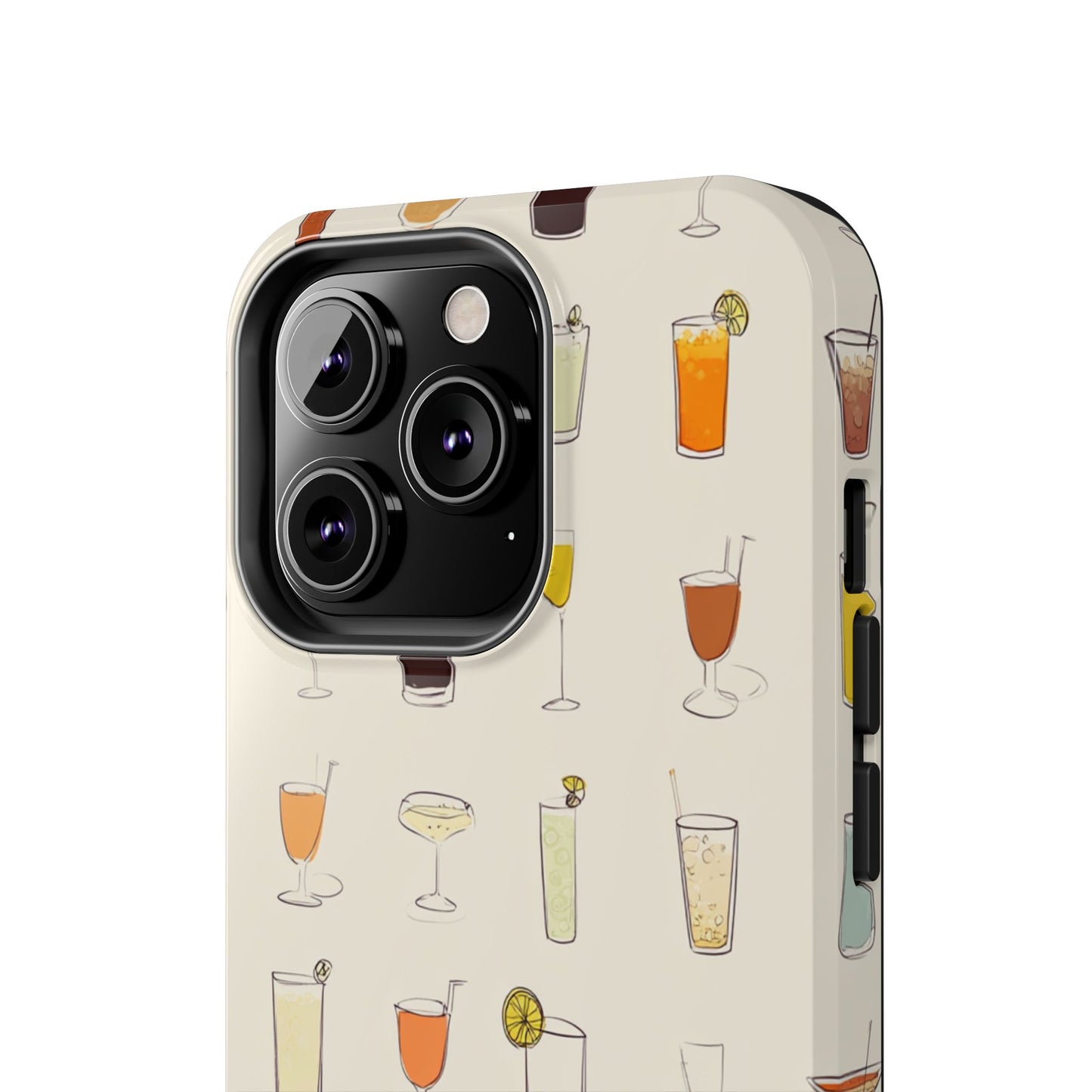 Cocktail Martini Wine Pattern Tough Phone Case — Colorful Drinks Design for Bar Lovers