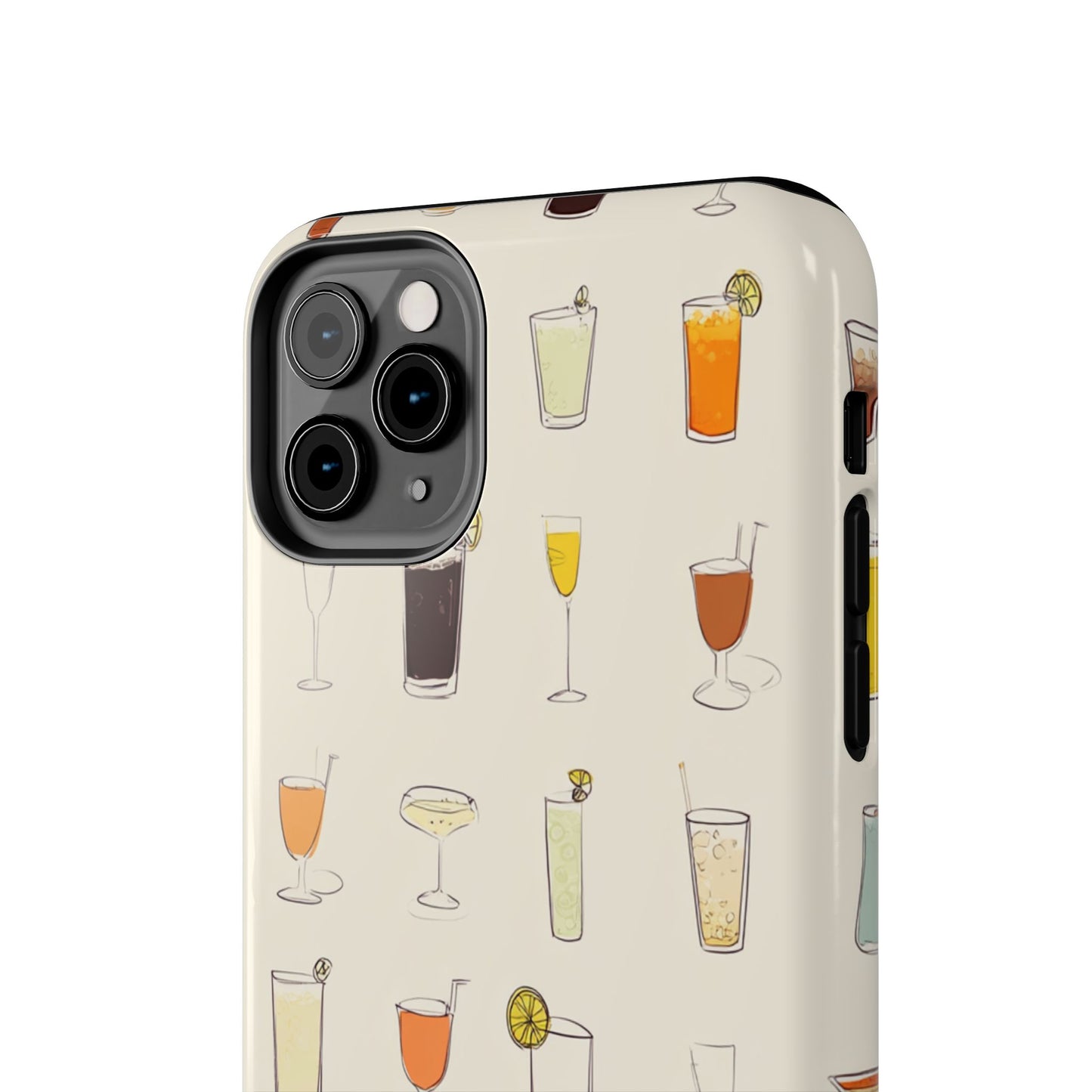 Cocktail Martini Wine Pattern Tough Phone Case — Colorful Drinks Design for Bar Lovers