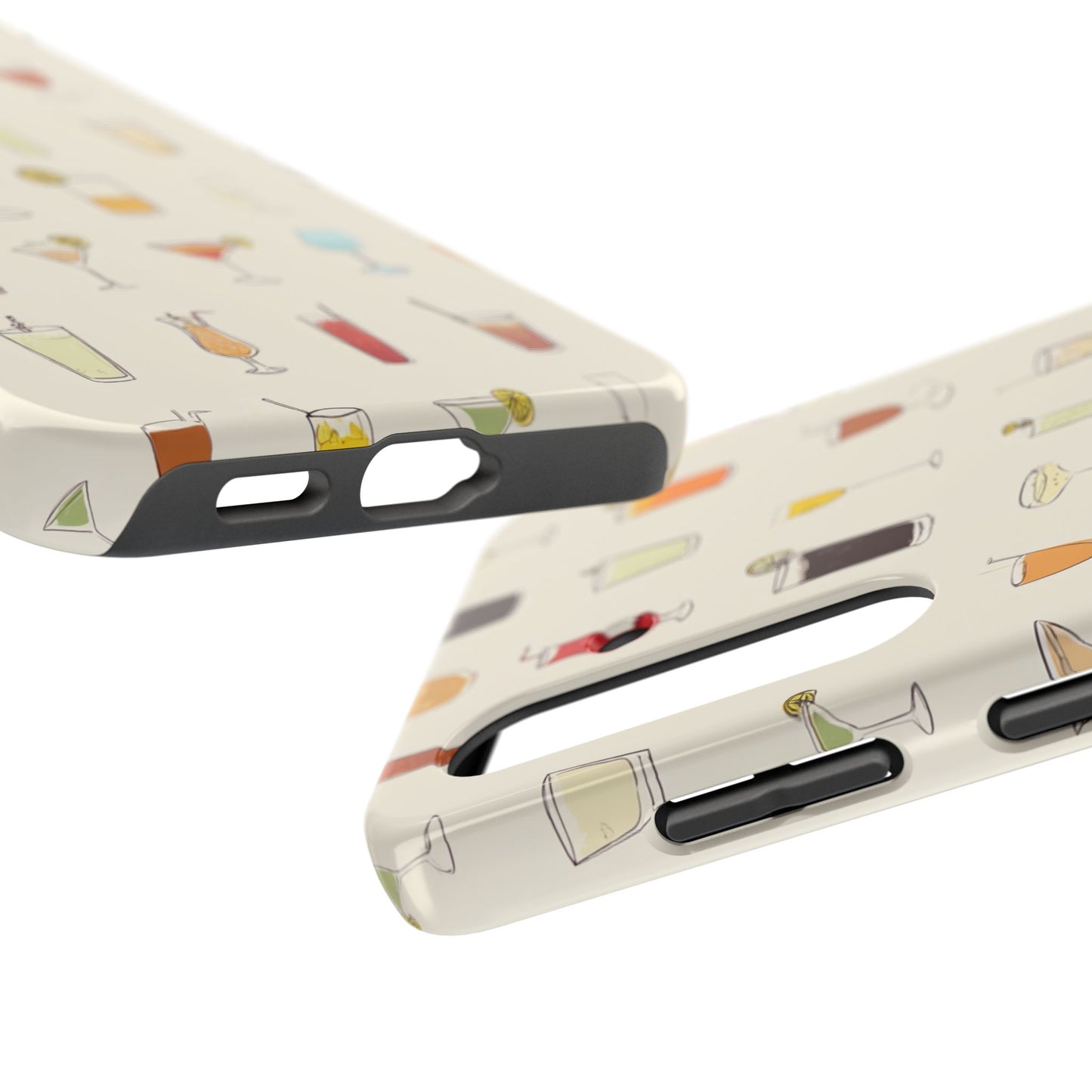 Cocktail Martini Wine Pattern Tough Phone Case — Colorful Drinks Design for Bar Lovers