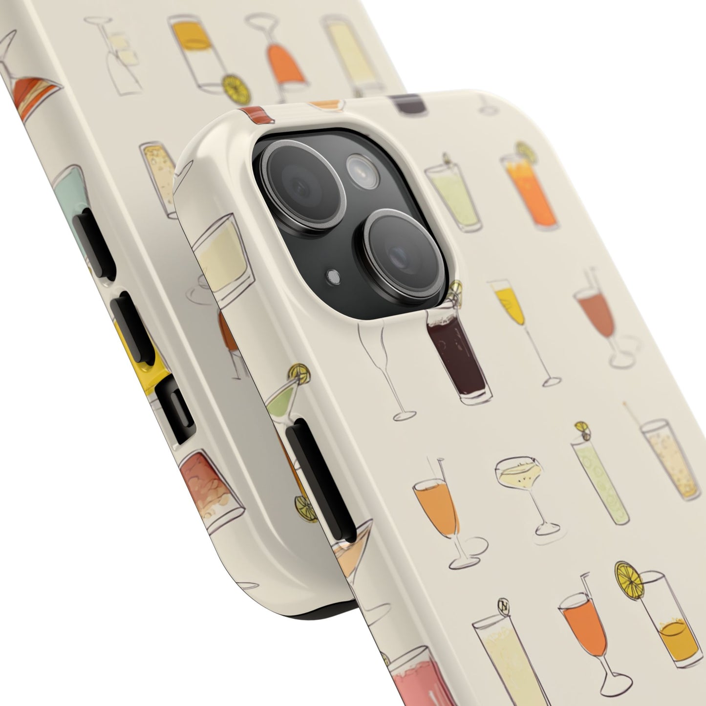 Cocktail Martini Wine Pattern Tough Phone Case — Colorful Drinks Design for Bar Lovers