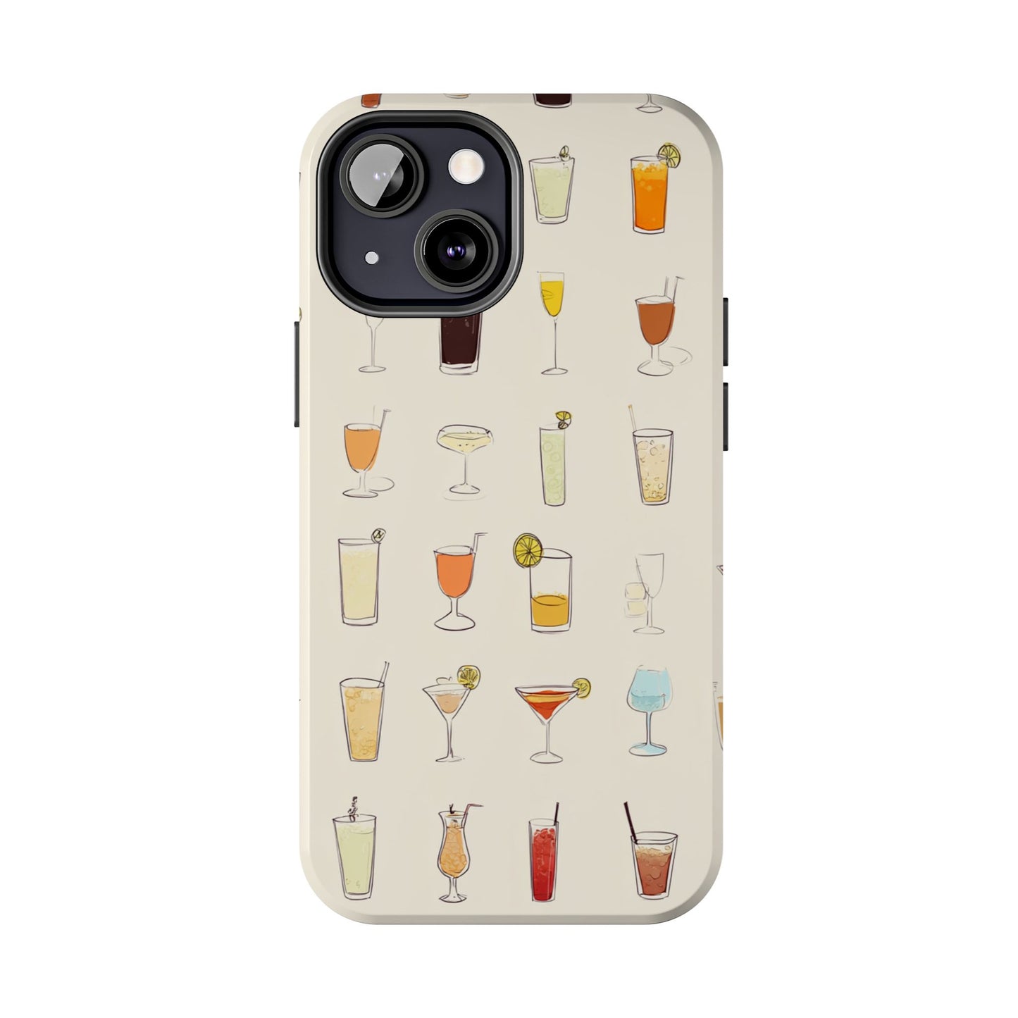 Cocktail Martini Wine Pattern Tough Phone Case — Colorful Drinks Design for Bar Lovers