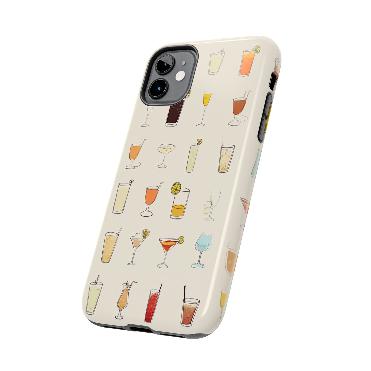 Cocktail Martini Wine Pattern Tough Phone Case — Colorful Drinks Design for Bar Lovers