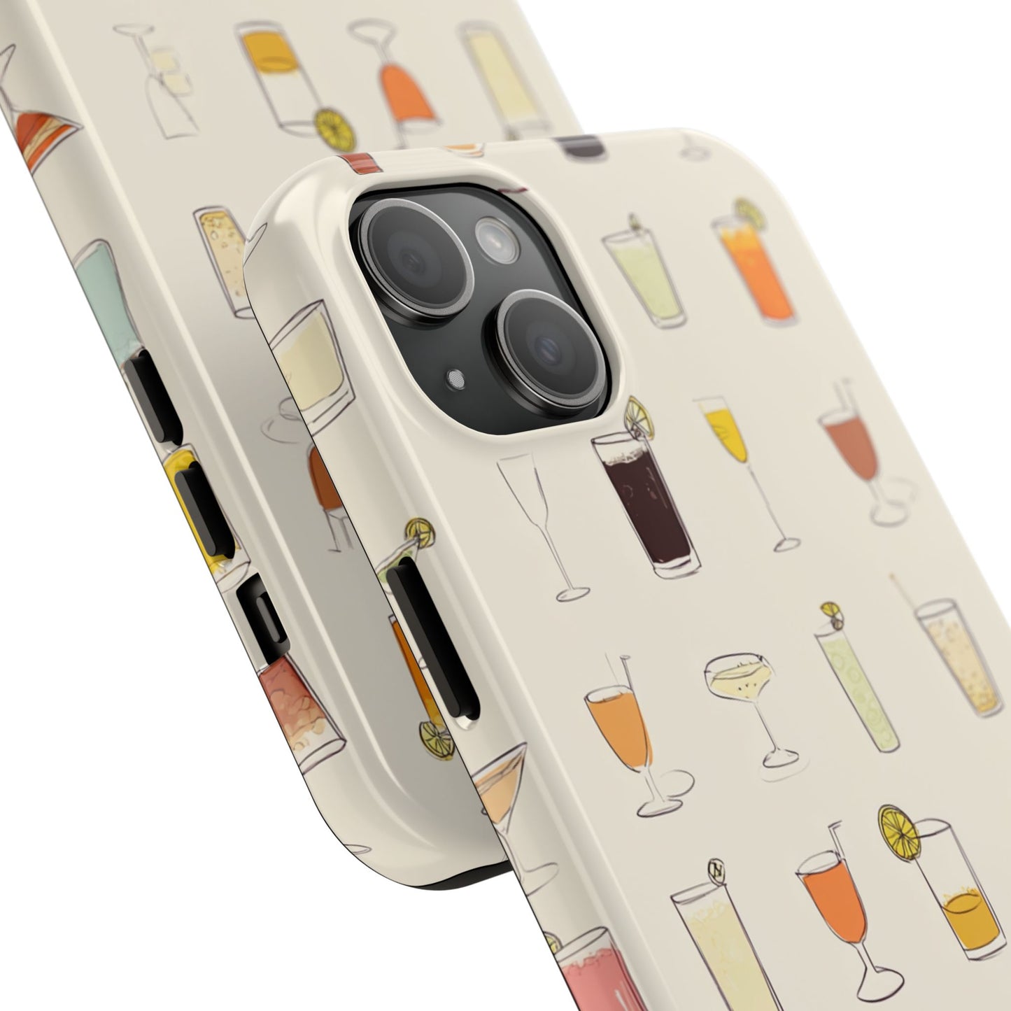 Cocktail Martini Wine Pattern Tough Phone Case — Colorful Drinks Design for Bar Lovers
