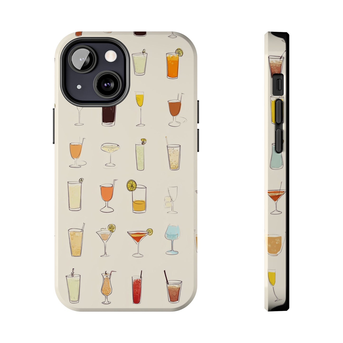 Cocktail Martini Wine Pattern Tough Phone Case — Colorful Drinks Design for Bar Lovers
