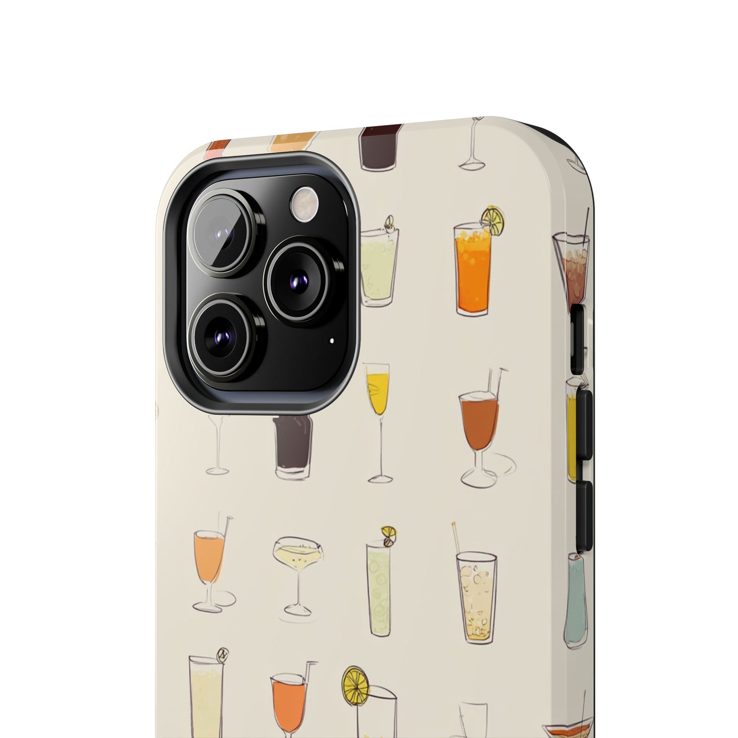 Cocktail Martini Wine Pattern Tough Phone Case — Colorful Drinks Design for Bar Lovers