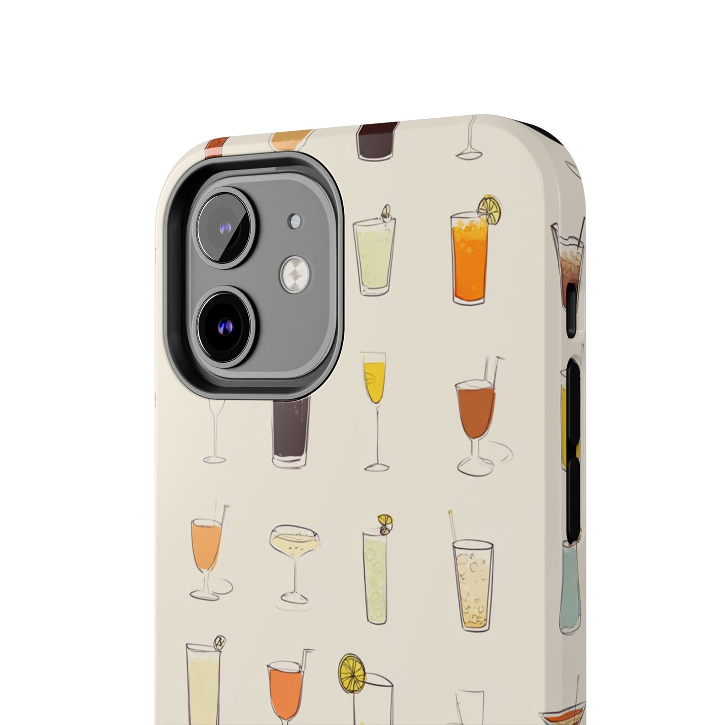 Cocktail Martini Wine Pattern Tough Phone Case — Colorful Drinks Design for Bar Lovers