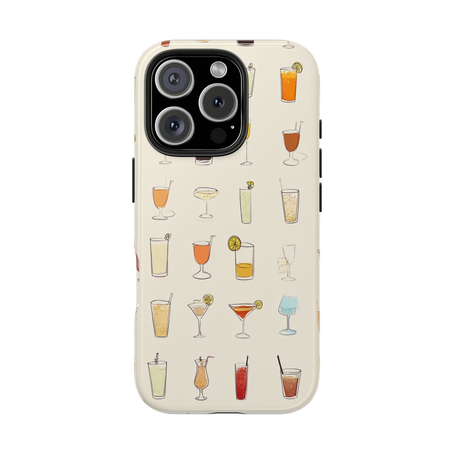 Cocktail Martini Wine Pattern Tough Phone Case — Colorful Drinks Design for Bar Lovers