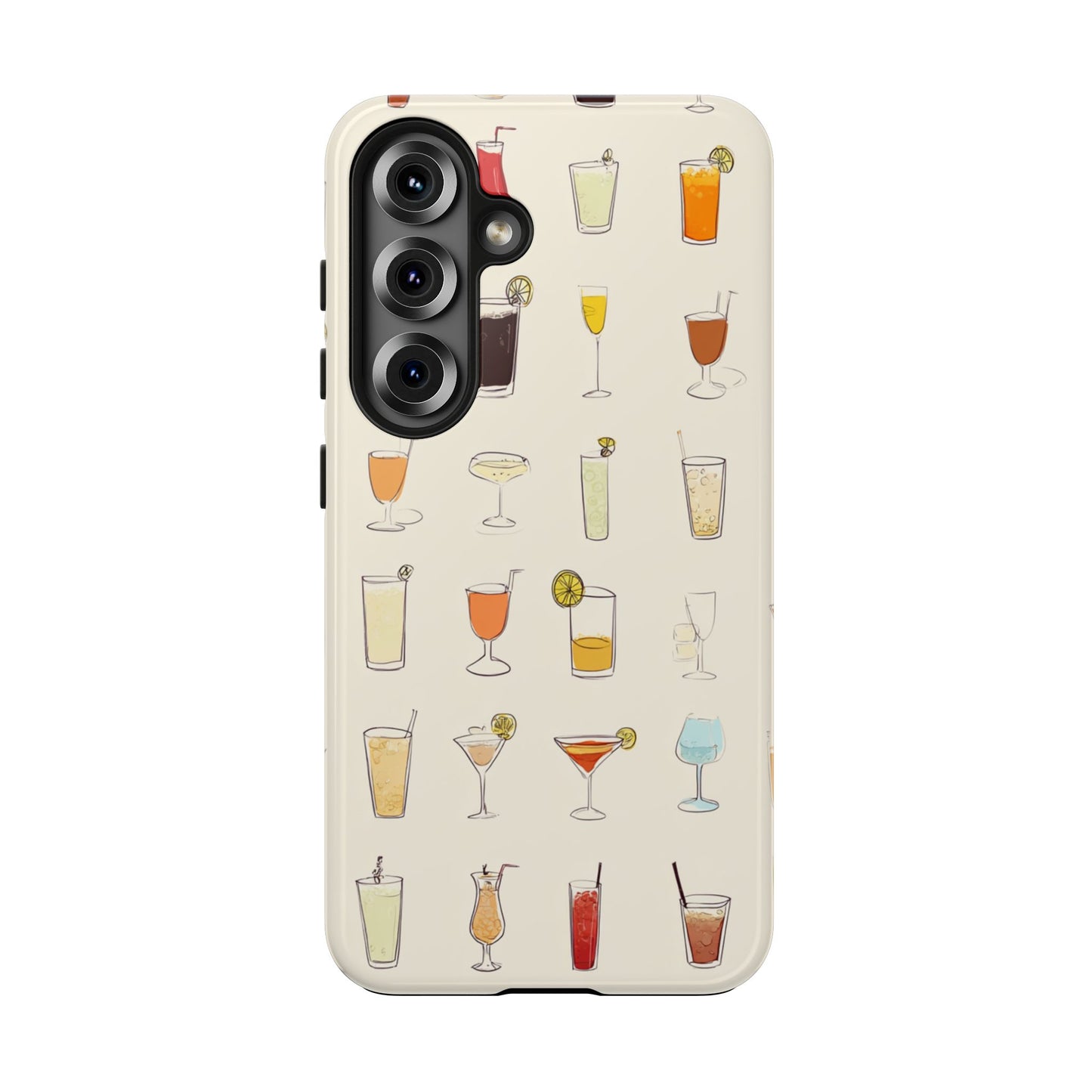 Cocktail Martini Wine Pattern Tough Phone Case — Colorful Drinks Design for Bar Lovers