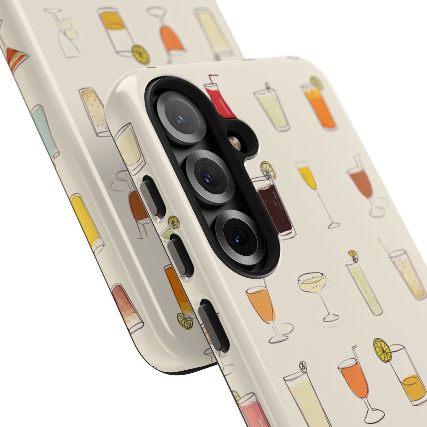 Cocktail Martini Wine Pattern Tough Phone Case — Colorful Drinks Design for Bar Lovers