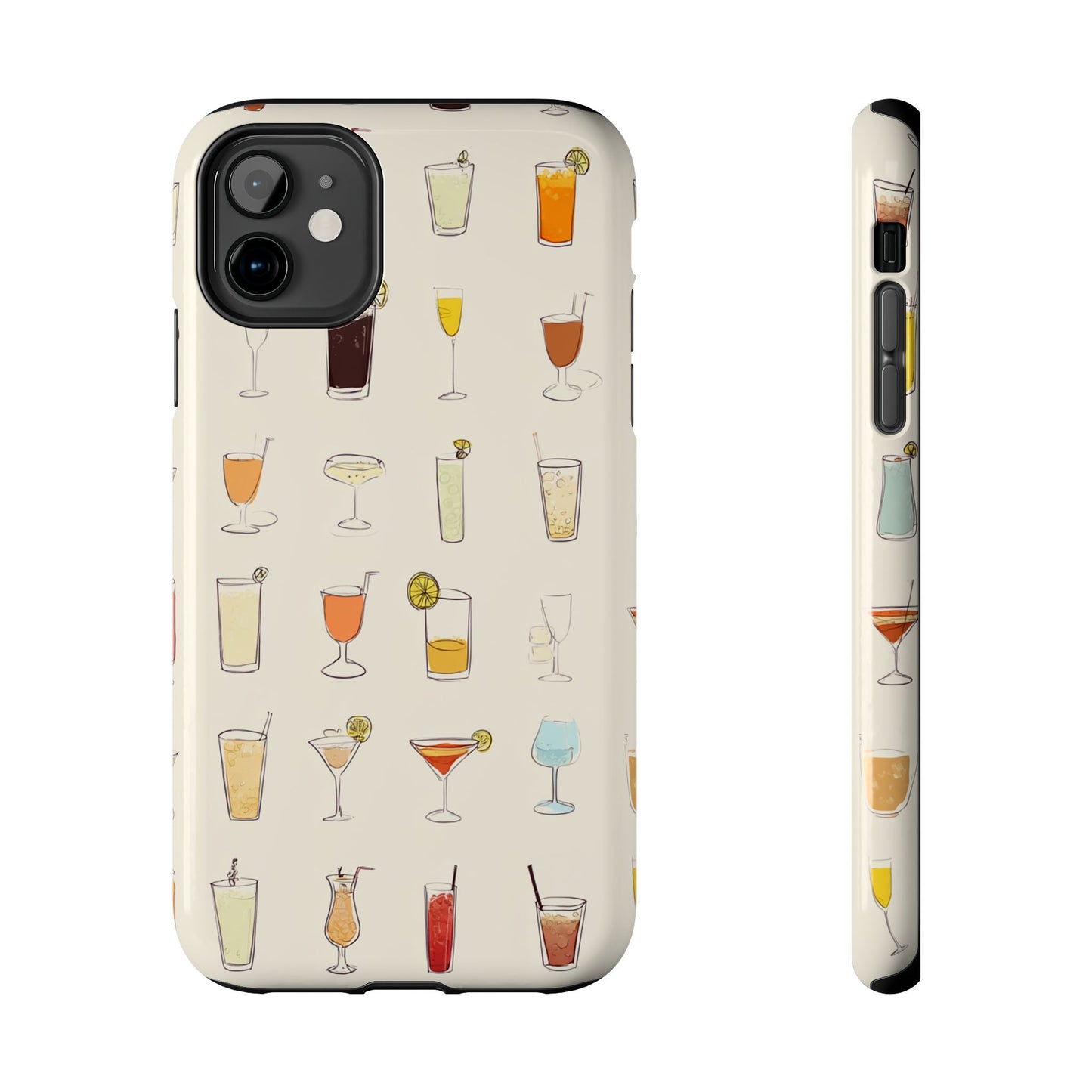 Cocktail Martini Wine Pattern Tough Phone Case — Colorful Drinks Design for Bar Lovers