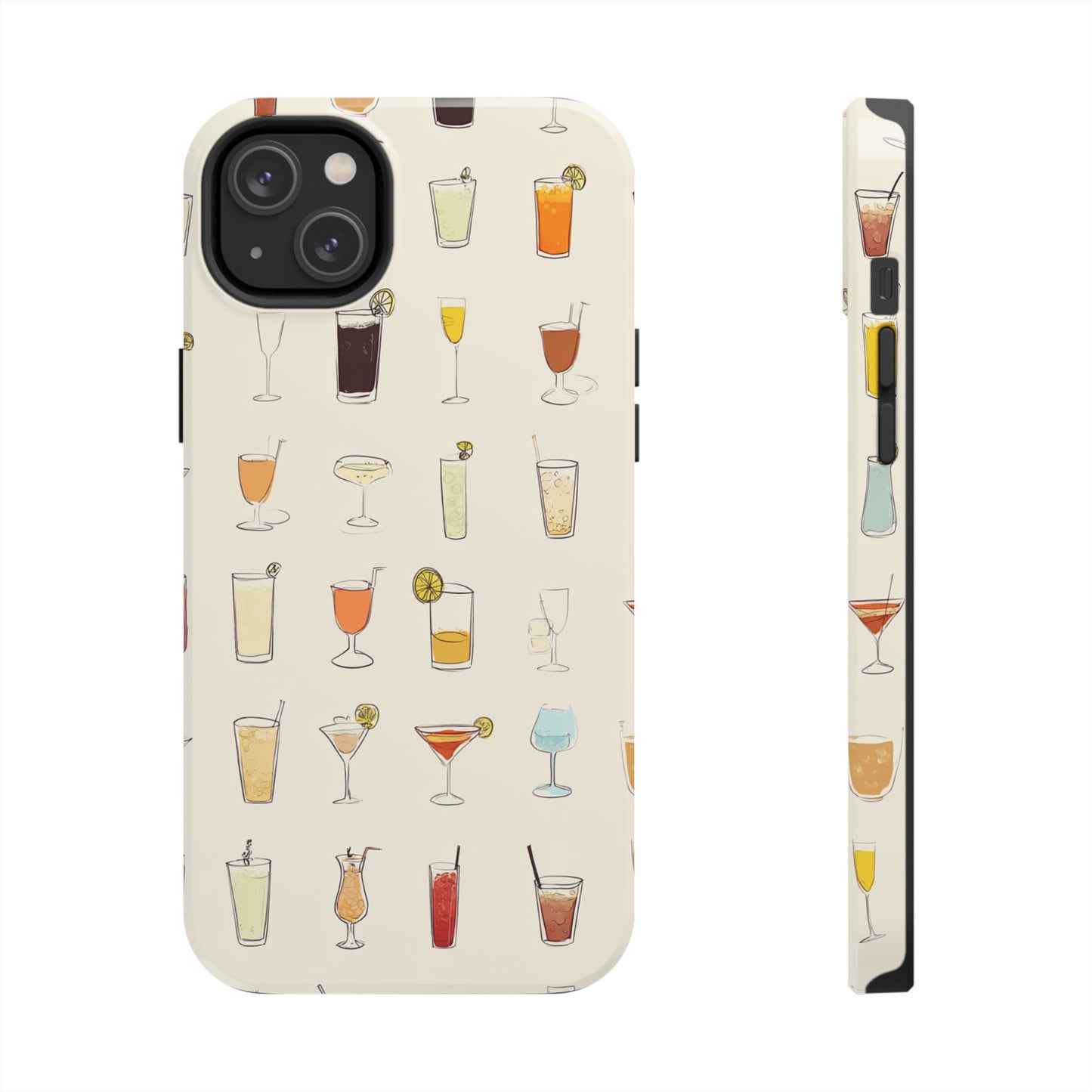 Cocktail Martini Wine Pattern Tough Phone Case — Colorful Drinks Design for Bar Lovers