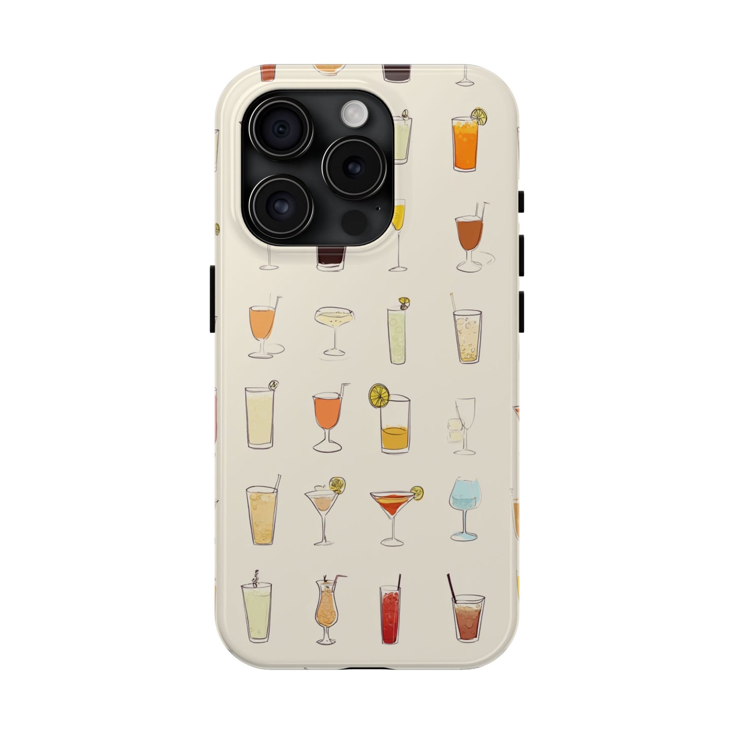 Cocktail Martini Wine Pattern Tough Phone Case — Colorful Drinks Design for Bar Lovers