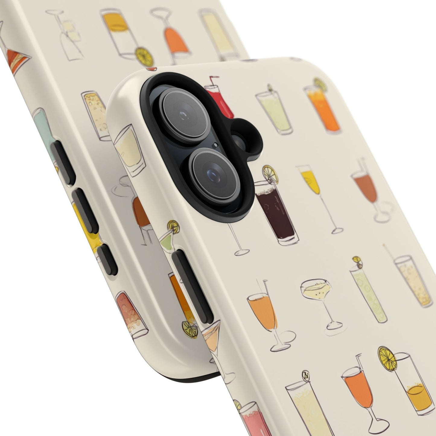 Cocktail Martini Wine Pattern Tough Phone Case — Colorful Drinks Design for Bar Lovers